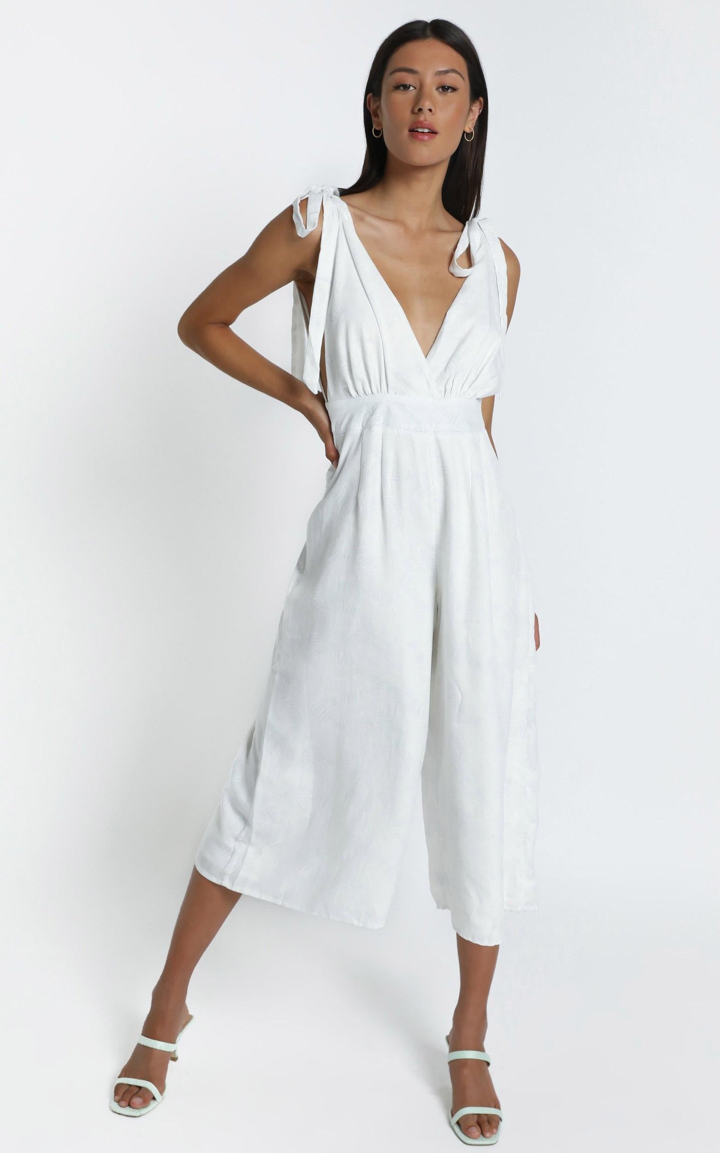 Jaden Jumpsuit in White Palm