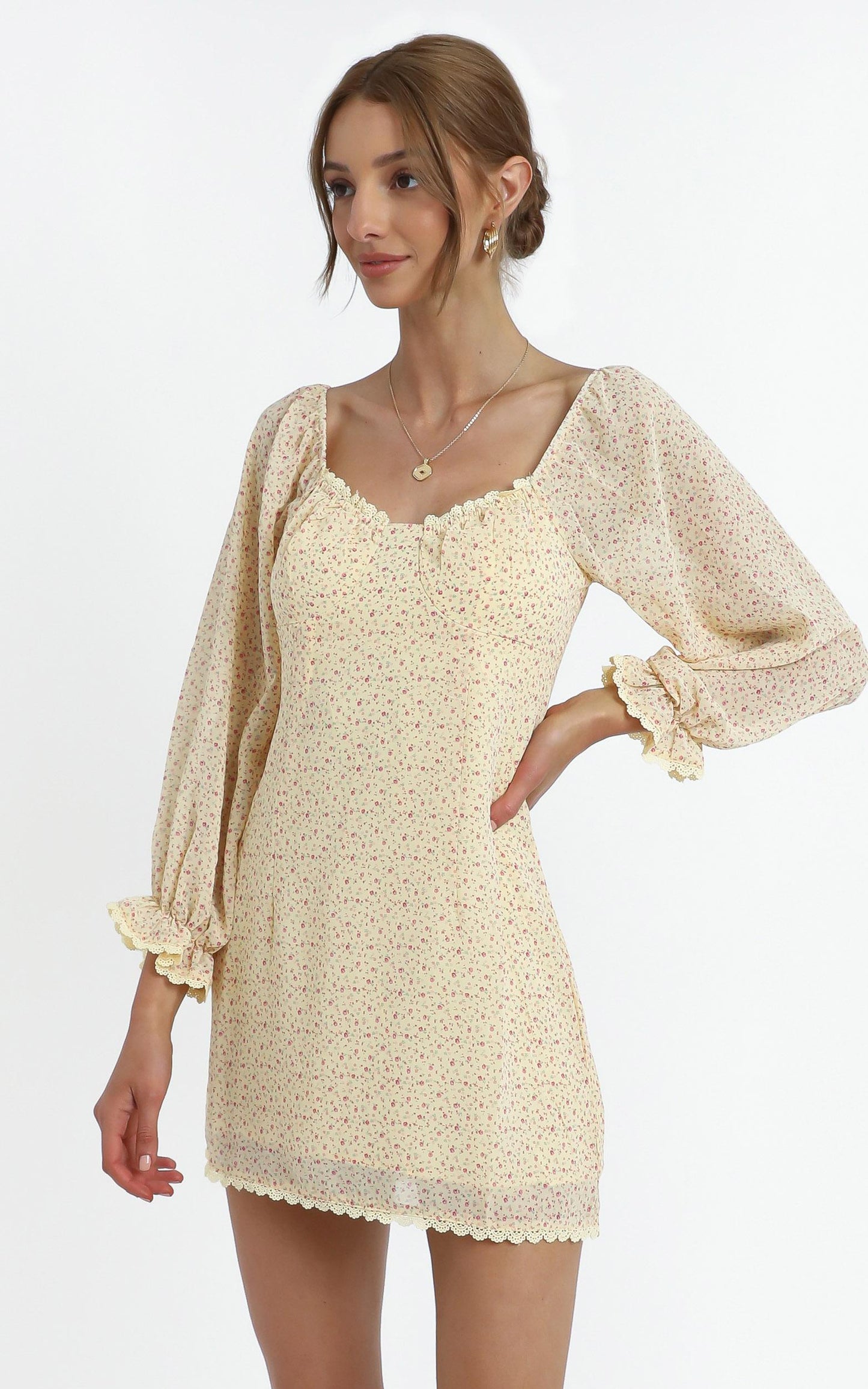 Jaiden Dress in Yellow Floral