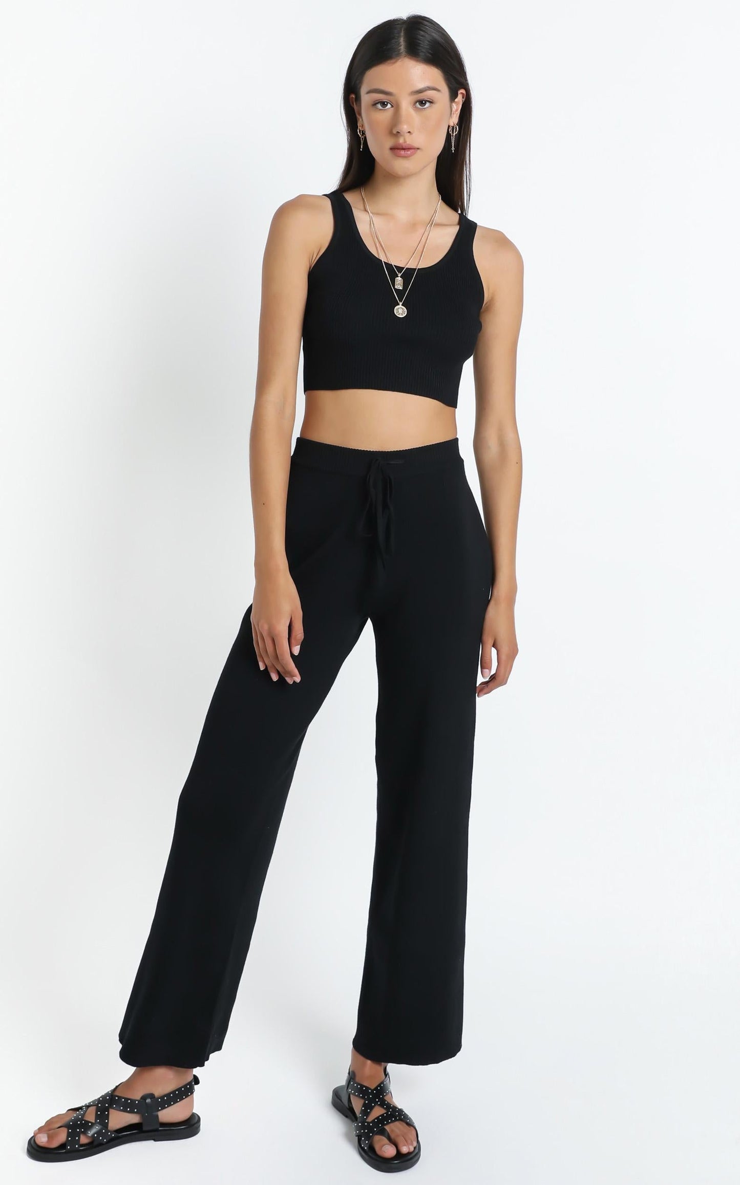 Jaxie Two Piece Set in Black Rib