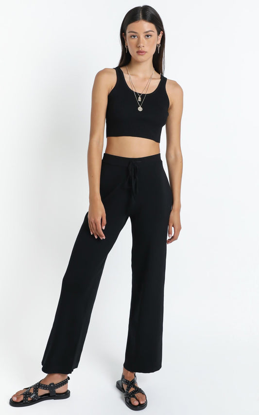 Jaxie Two Piece Set in Black Rib