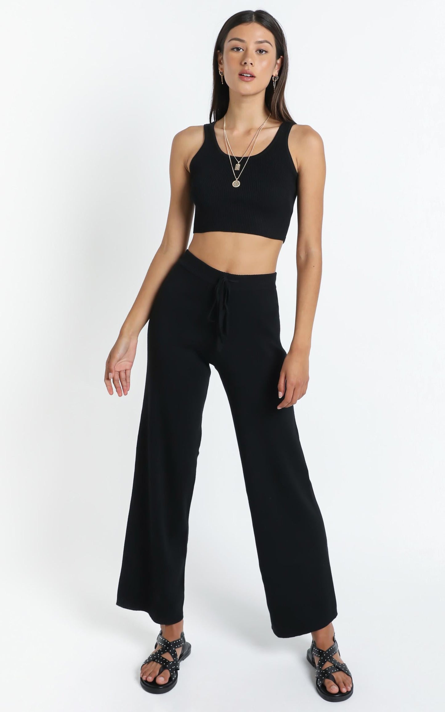 Jaxie Two Piece Set in Black Rib