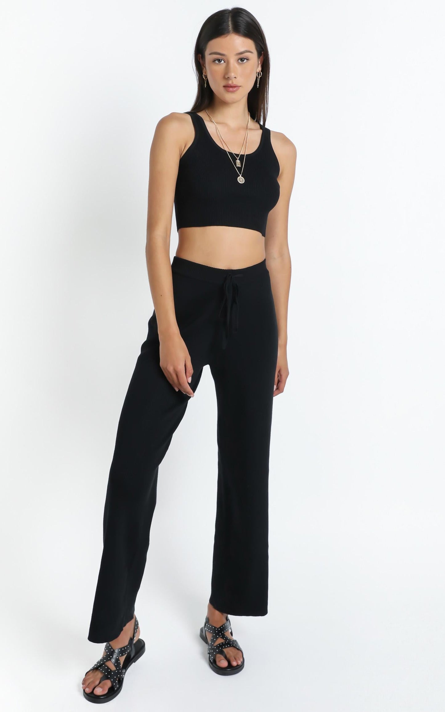Jaxie Two Piece Set in Black Rib