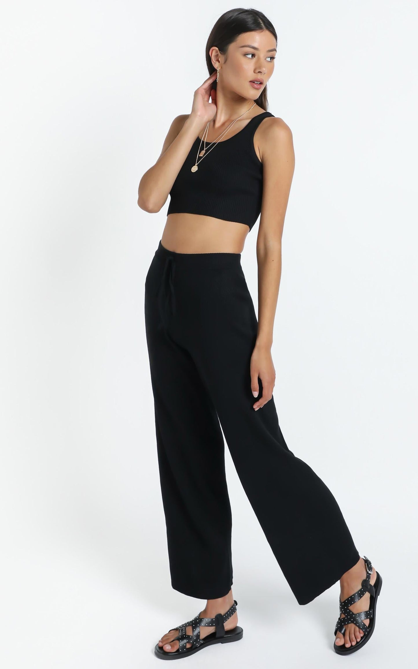 Jaxie Two Piece Set in Black Rib