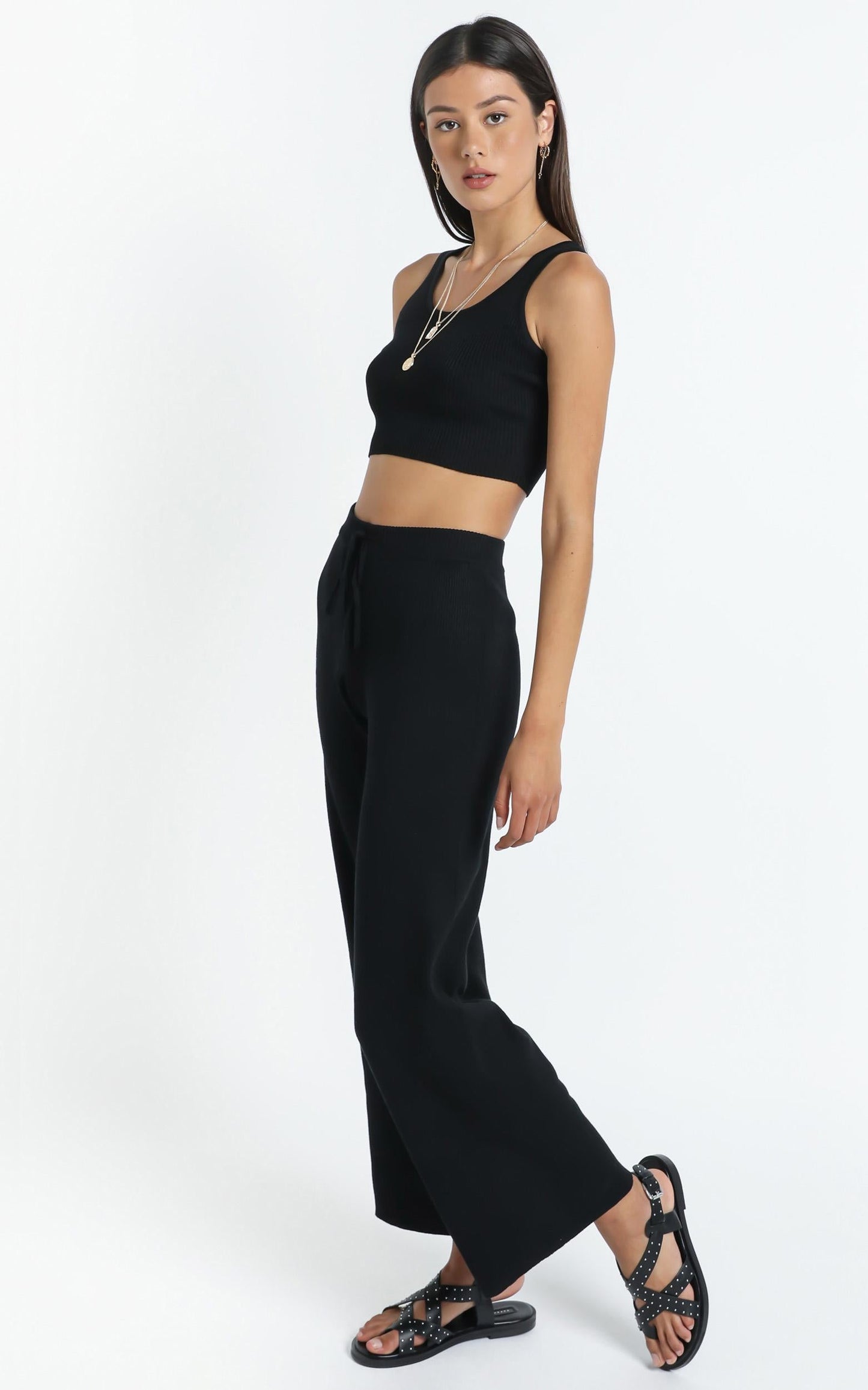 Jaxie Two Piece Set in Black Rib