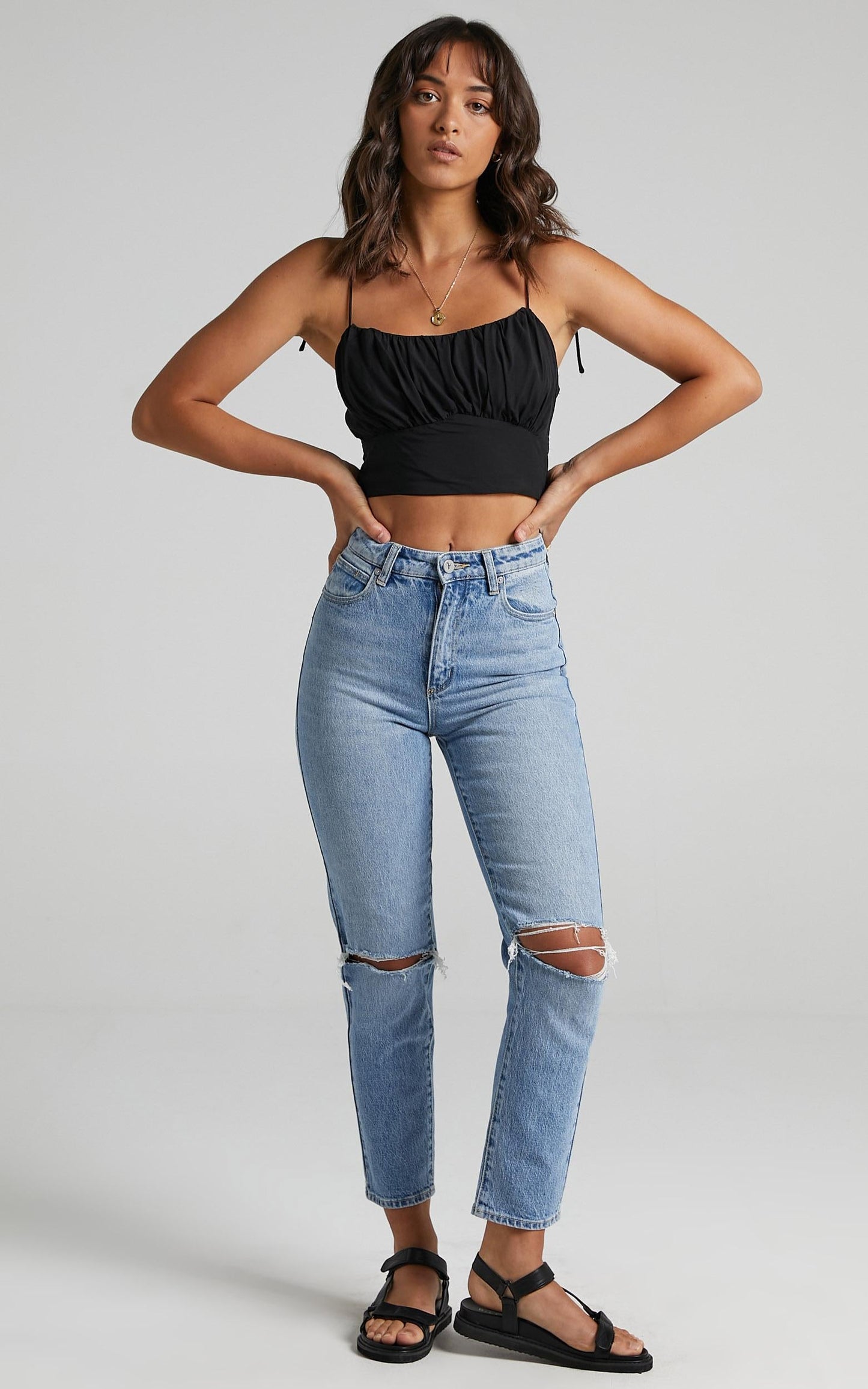 Jaye Top - Ruched Bust Crop Top in Black