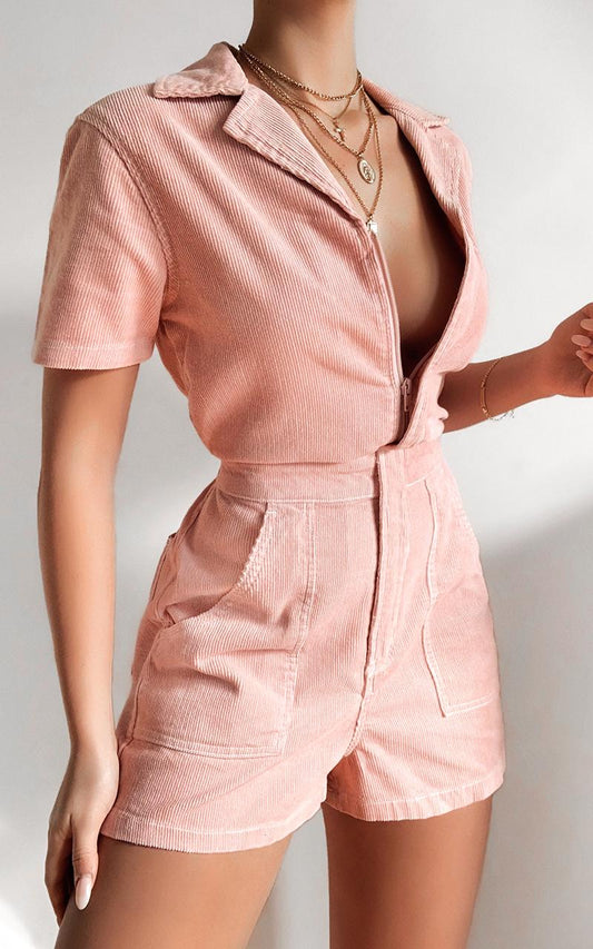 Wrangler - Jeanie Romper in Dusty Rose