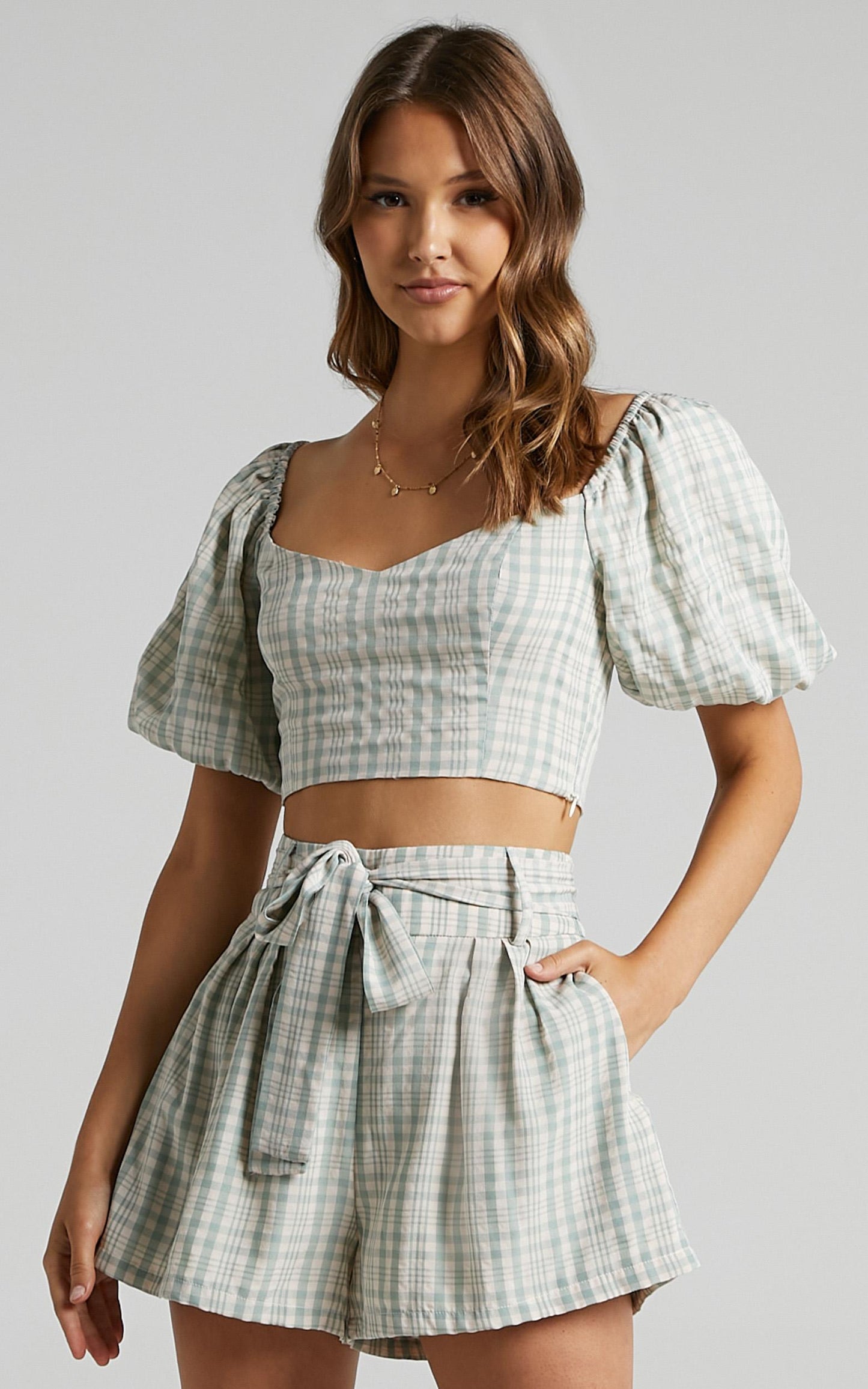 Jeyne Shorts in Sage Check