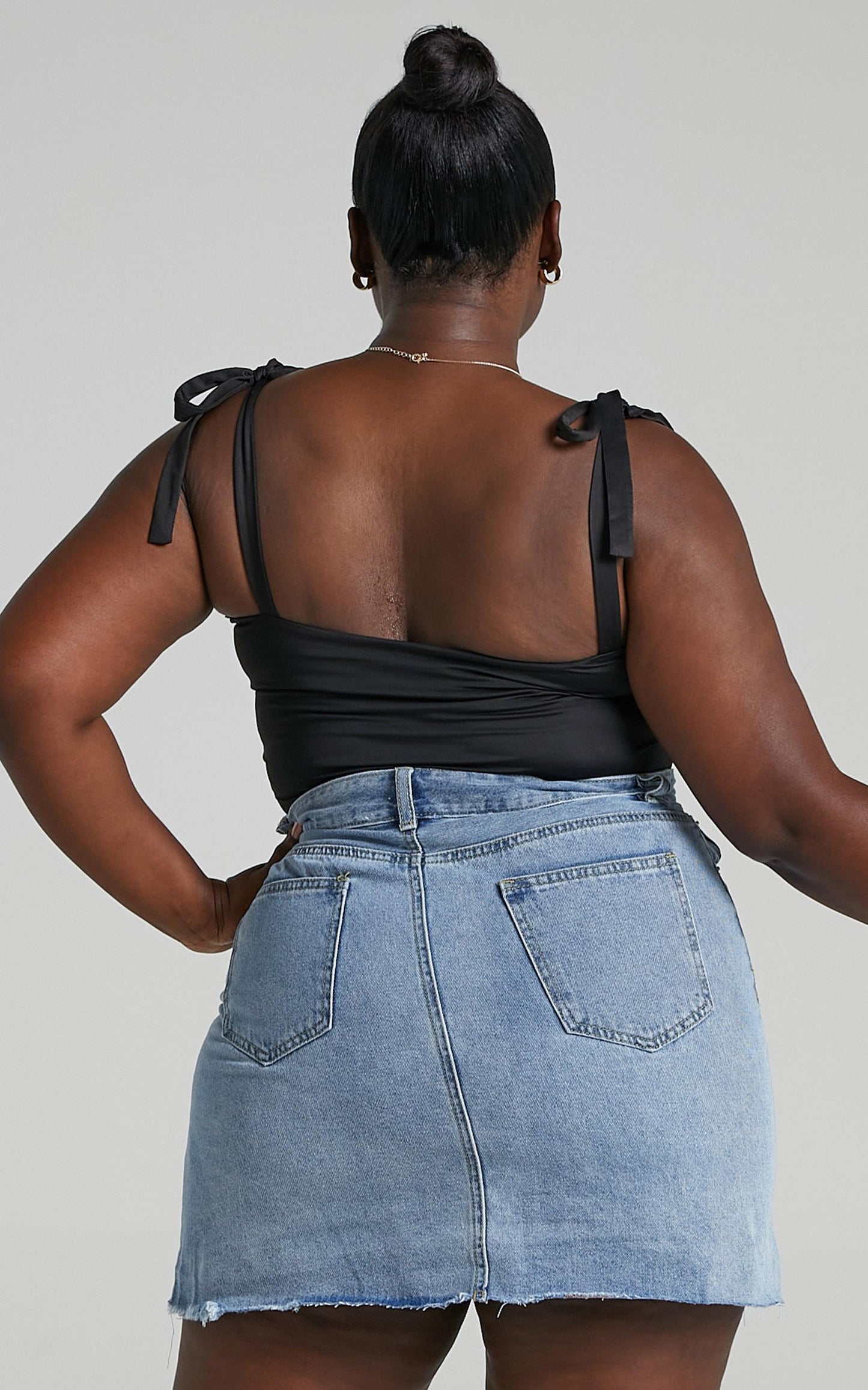 Just Like Smoke High Rise Mini Denim Skirt in Mid Wash