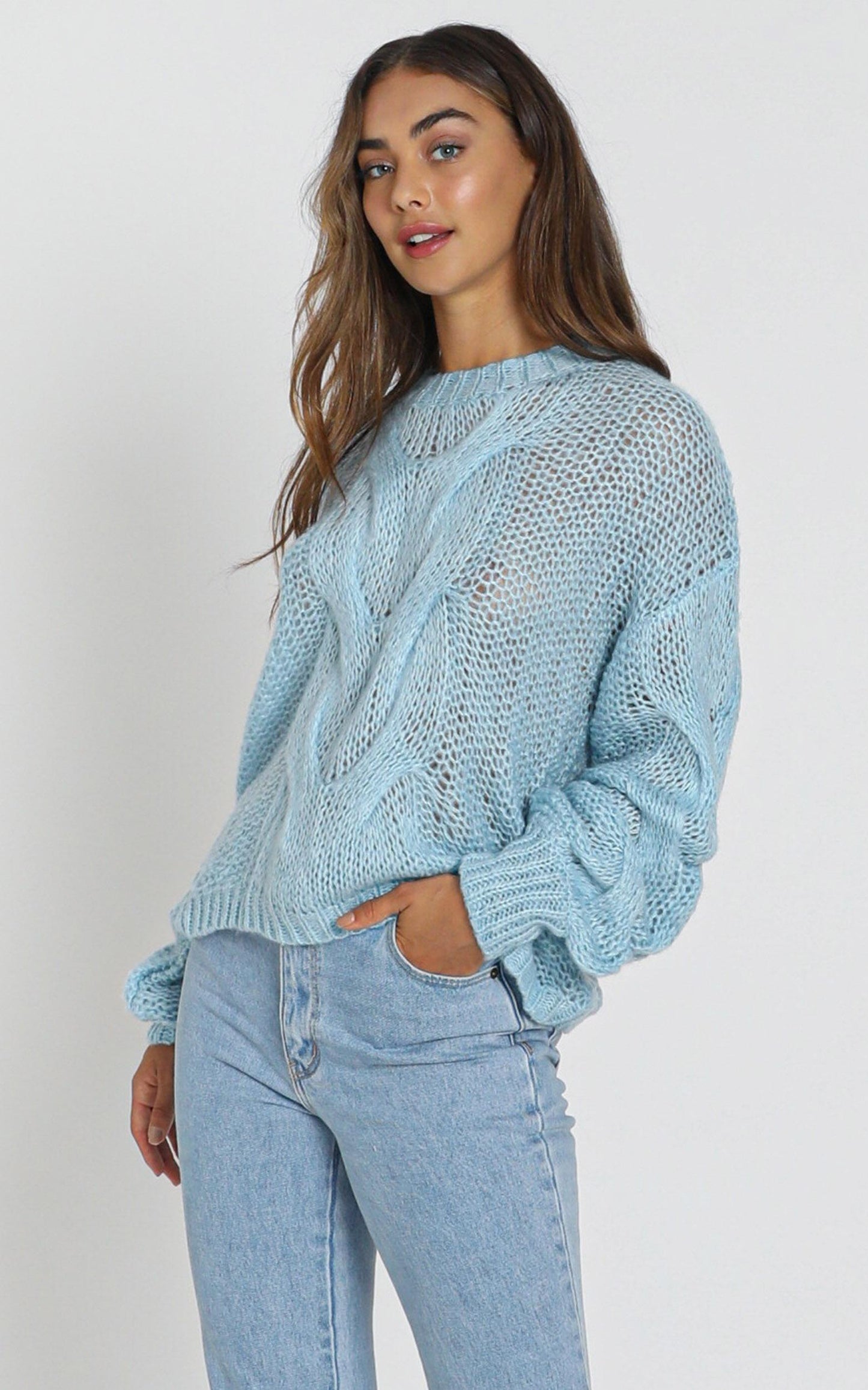 Jules Cable Knit Jumper in  Blue