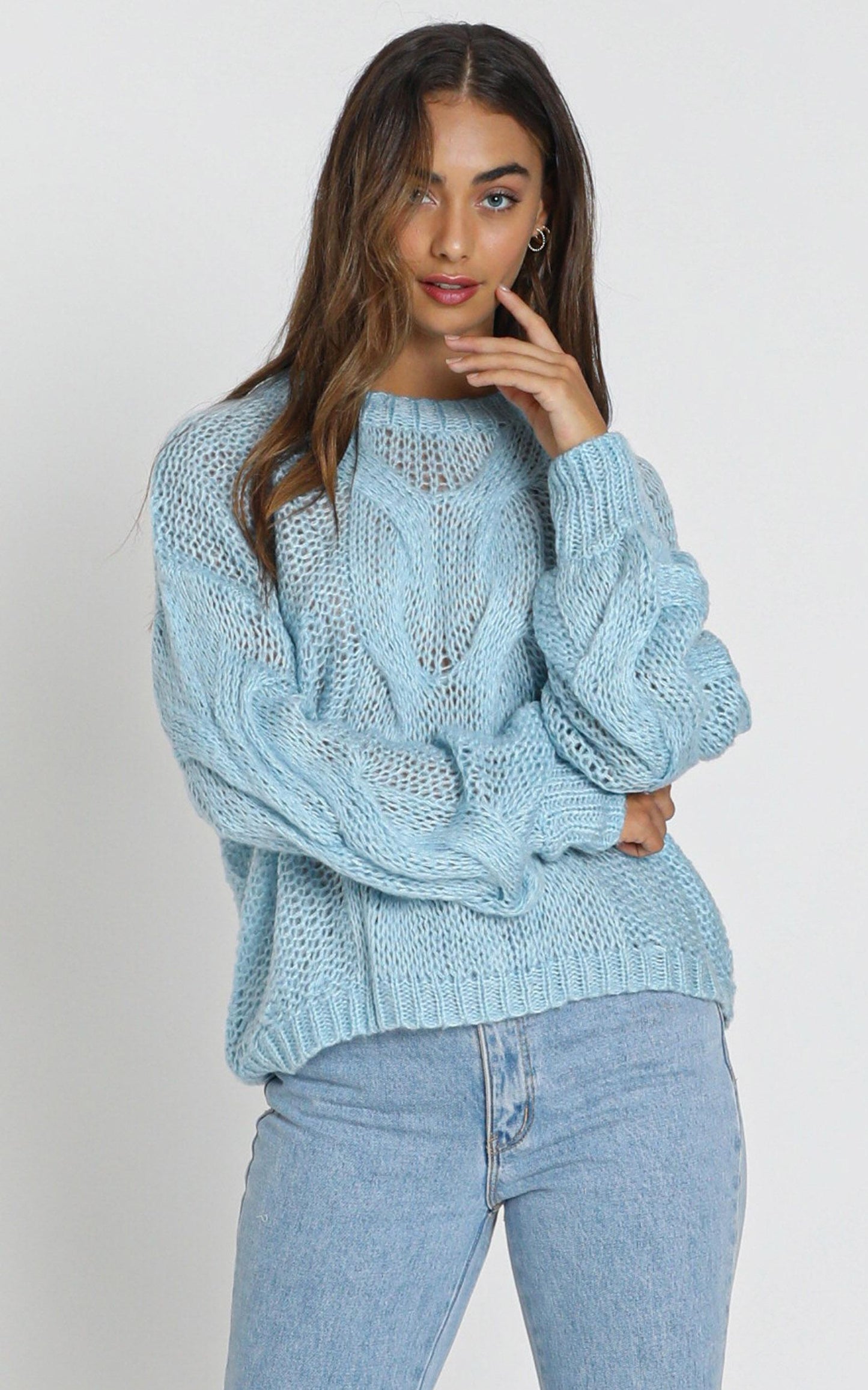 Jules Cable Knit Jumper in  Blue