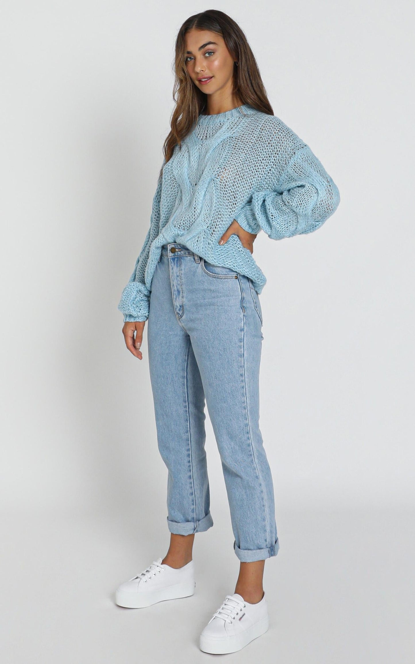 Jules Cable Knit Jumper in  Blue