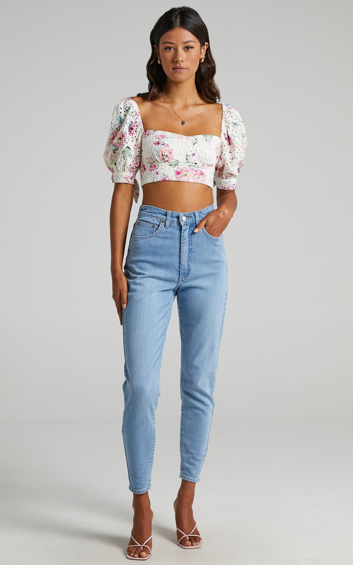 Junee Top in White Floral