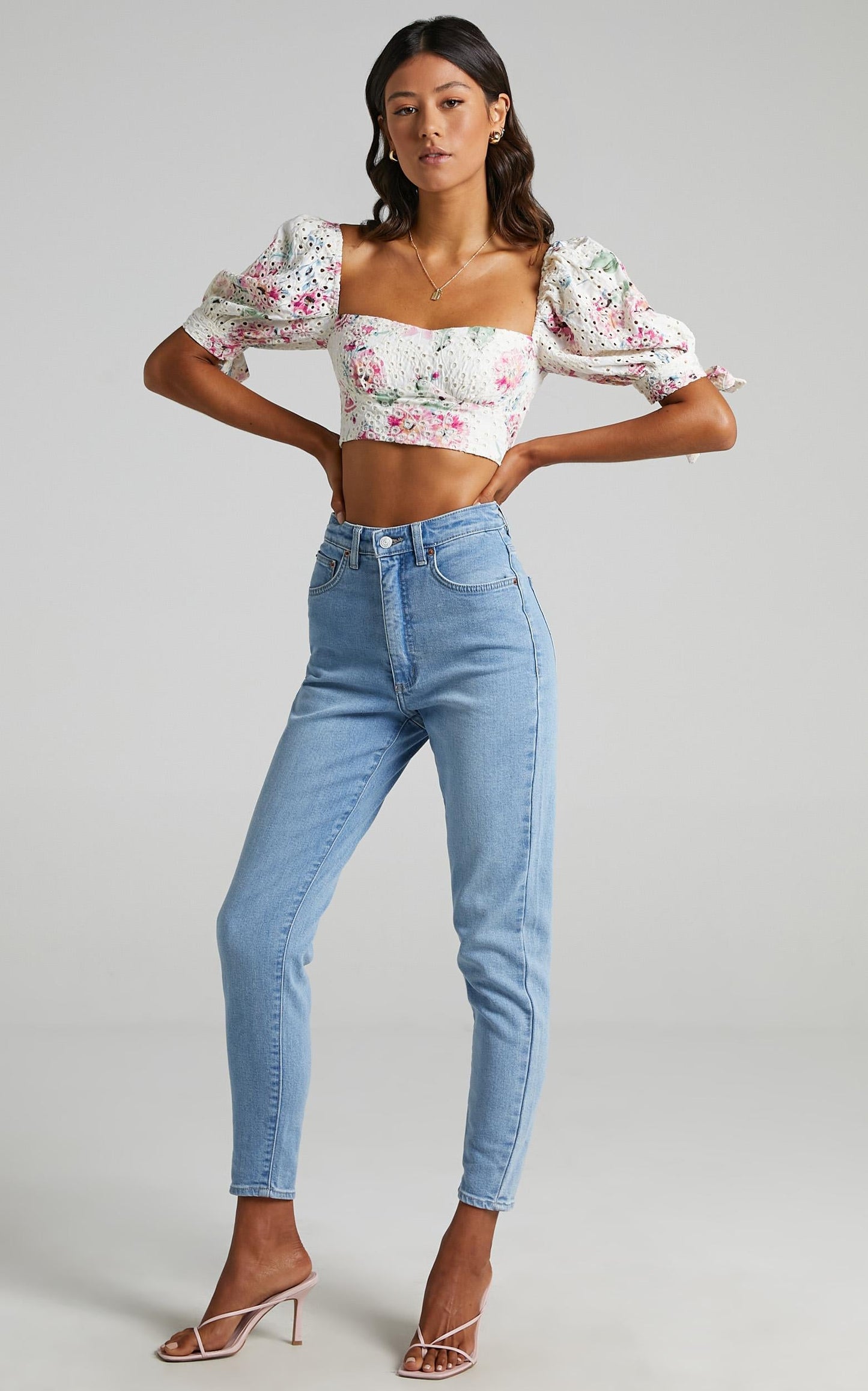 Junee Top in White Floral