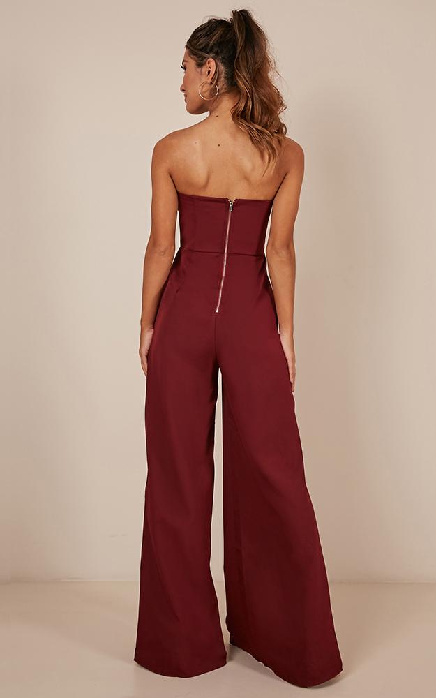 Just Like Fire Jumpsuit In Wine