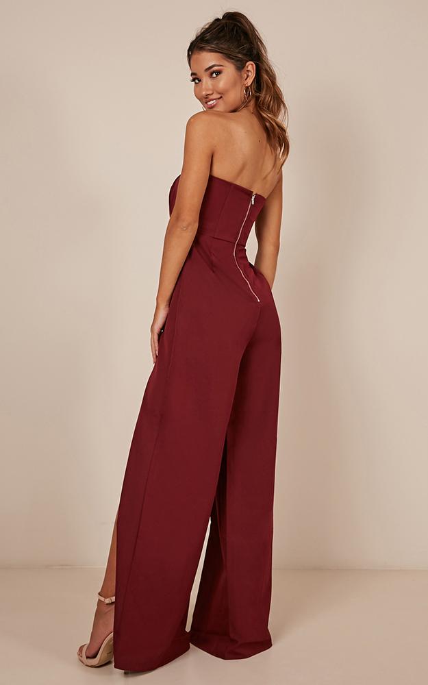 Just Like Fire Jumpsuit In Wine