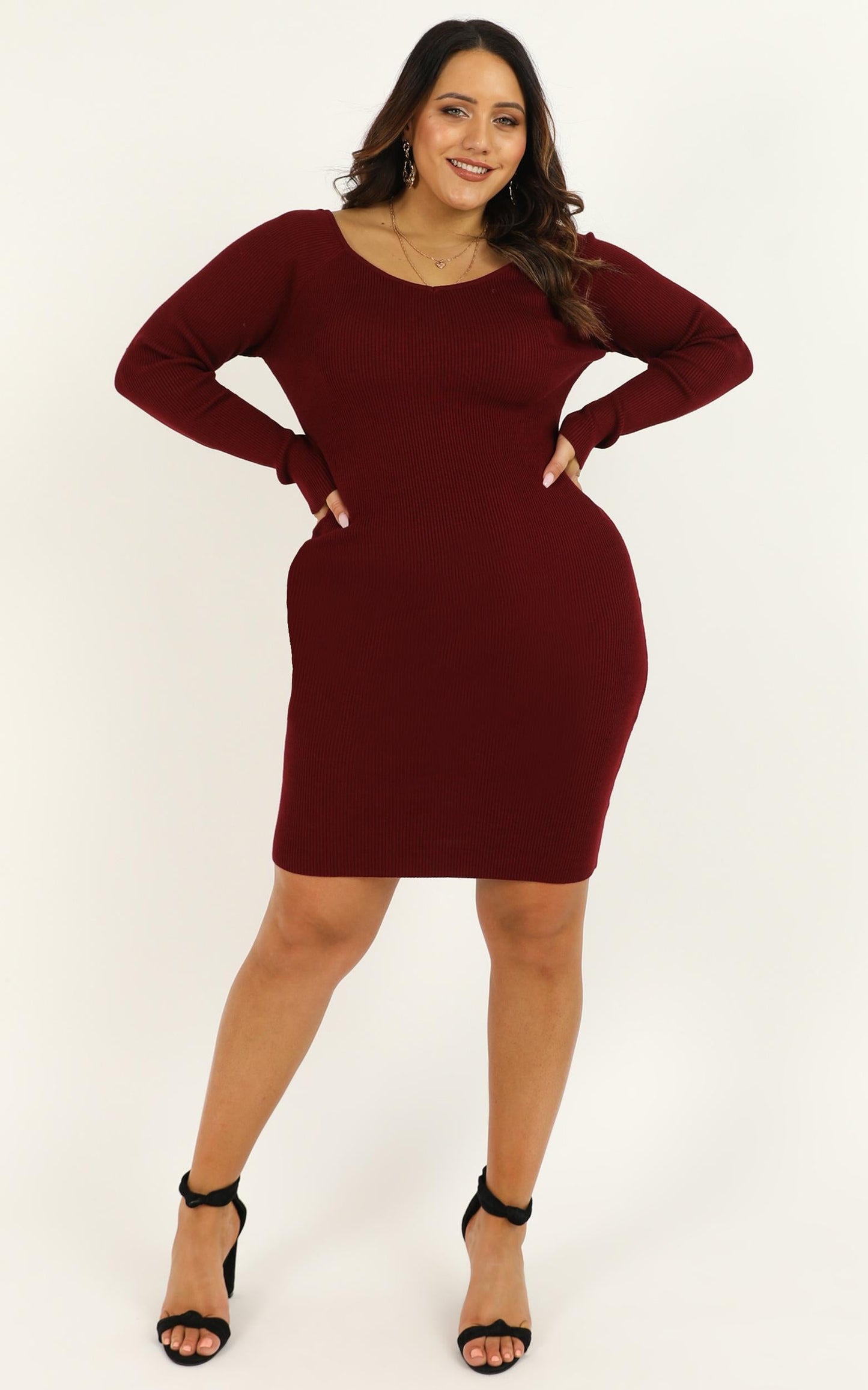Just Pretending Dress In Wine