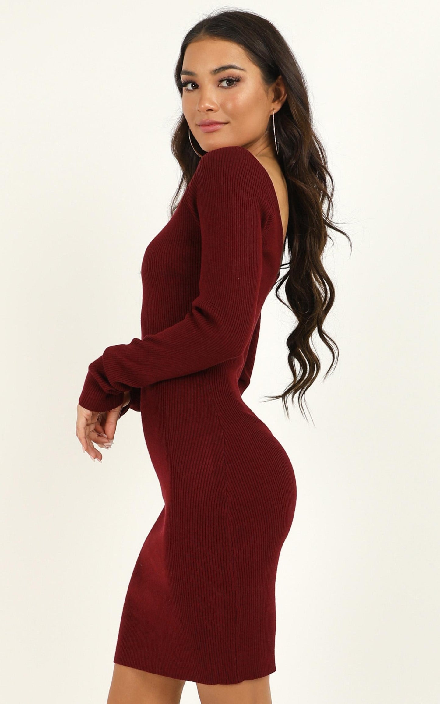 Just Pretending Dress In Wine