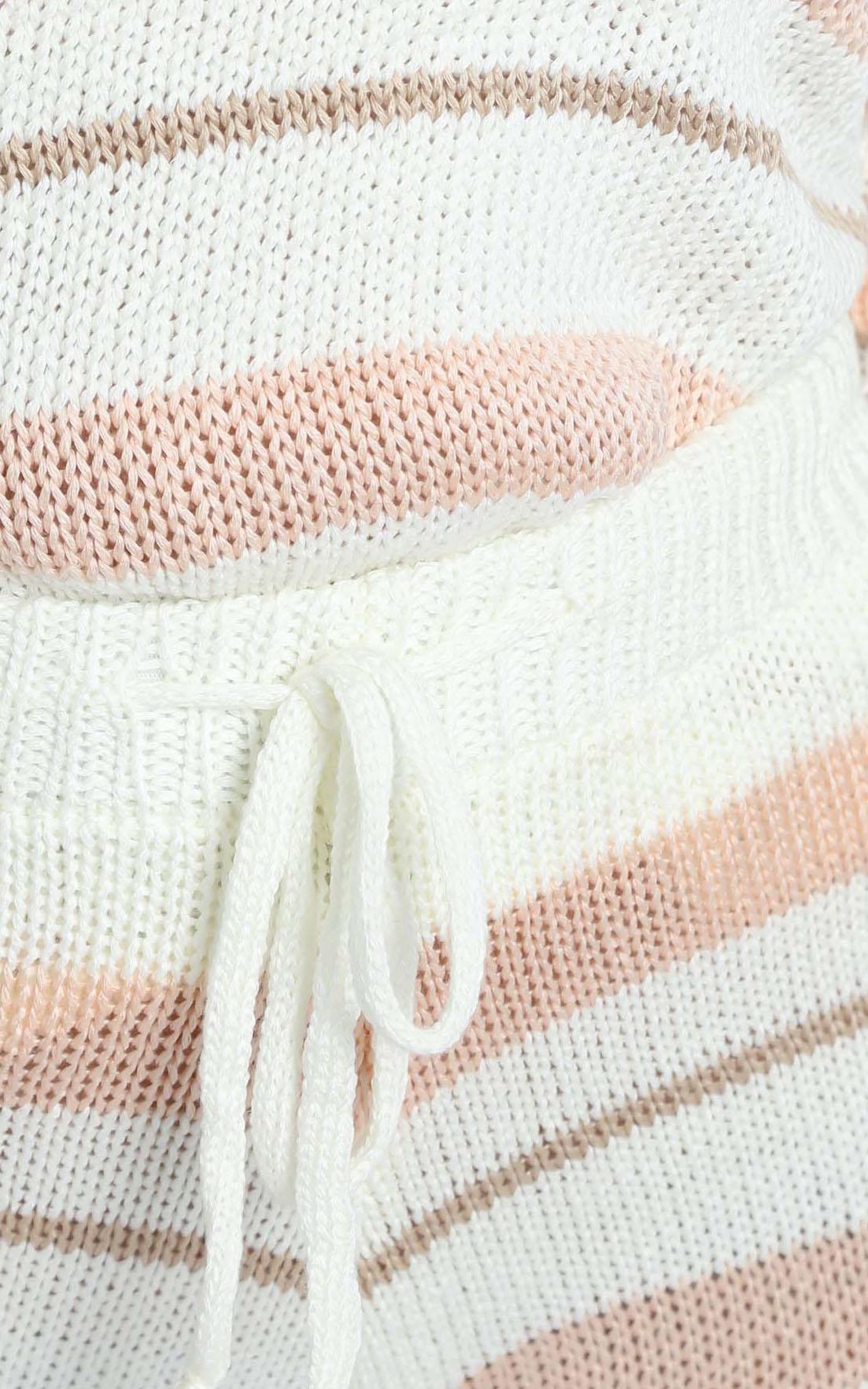Callahan Knit Two Piece Set in Beige Stripe
