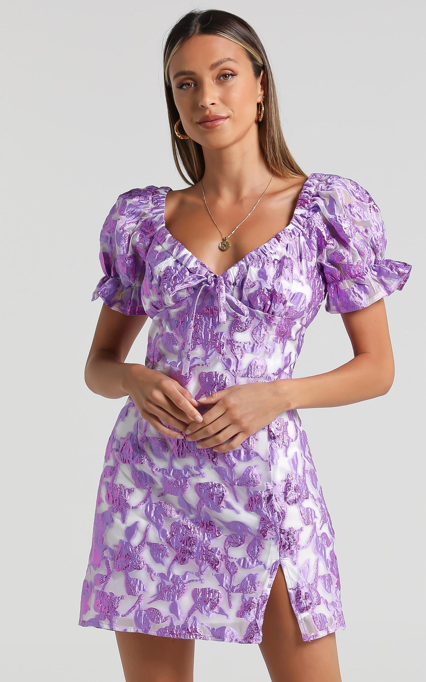 Kammie Dress in Purple Floral