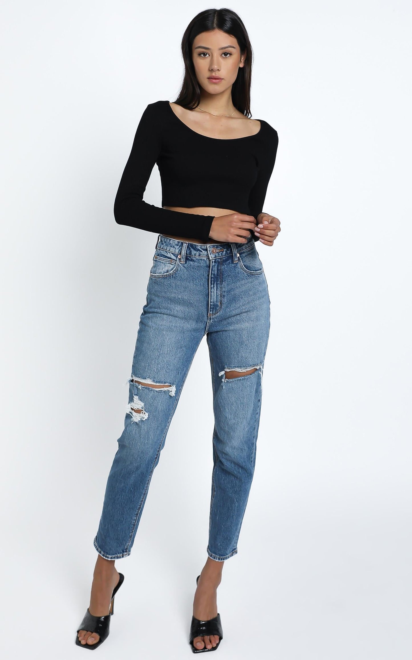 Karolina Top in Black Rib