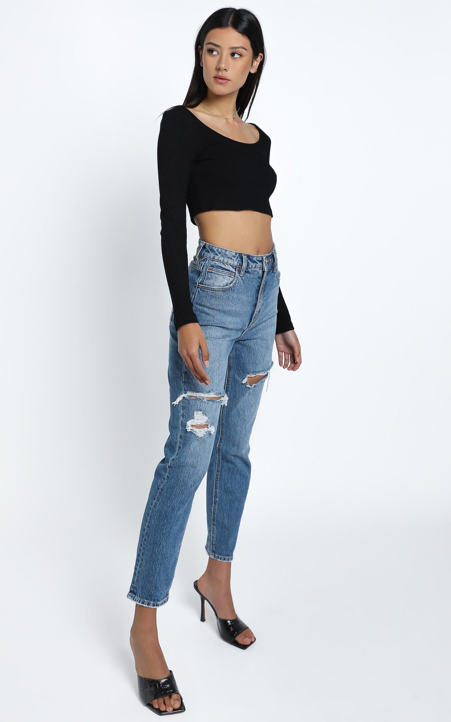 Karolina Top in Black Rib