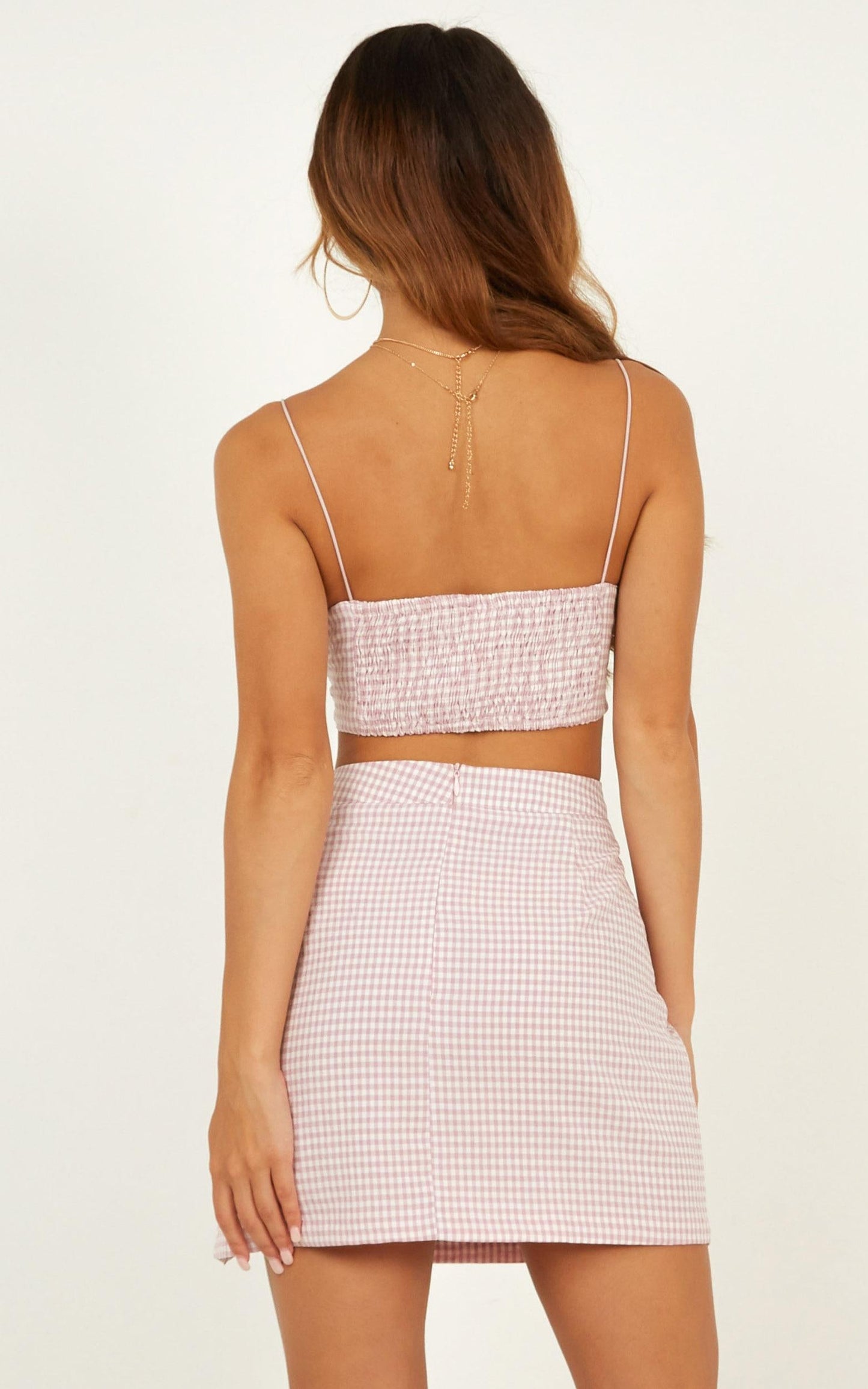 Keep On Turning Two Piece Set In Pink Gingham