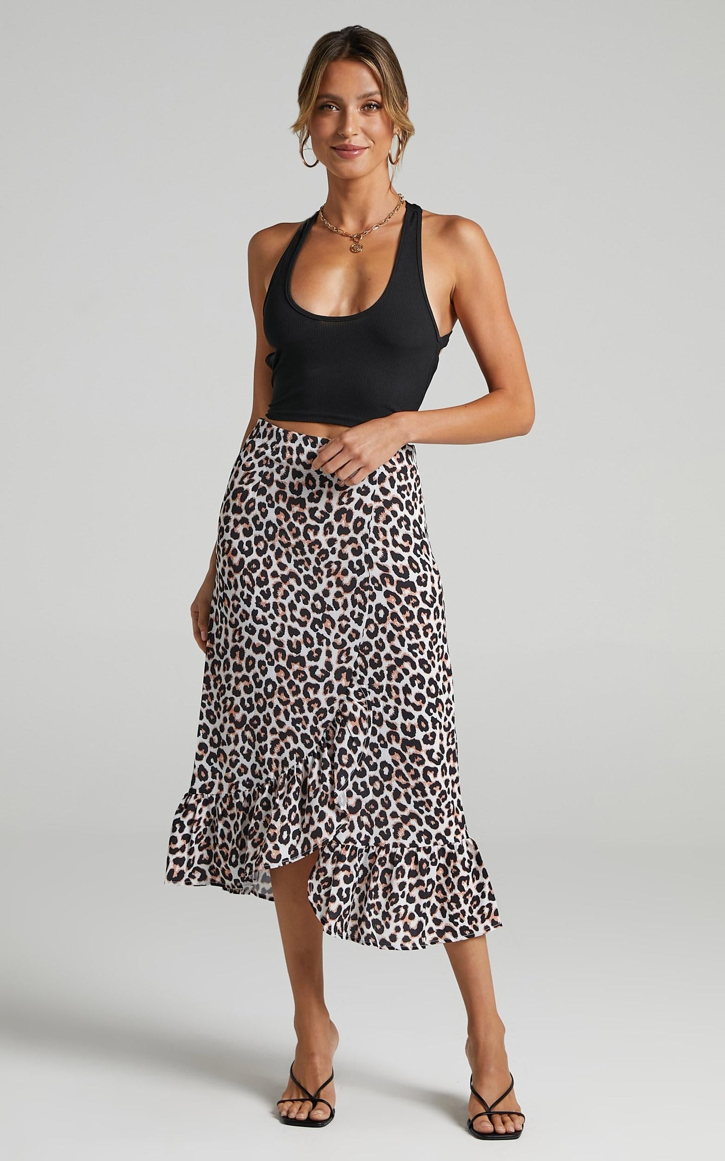 Keep Me Amused Midi Skirt in Leopard Print