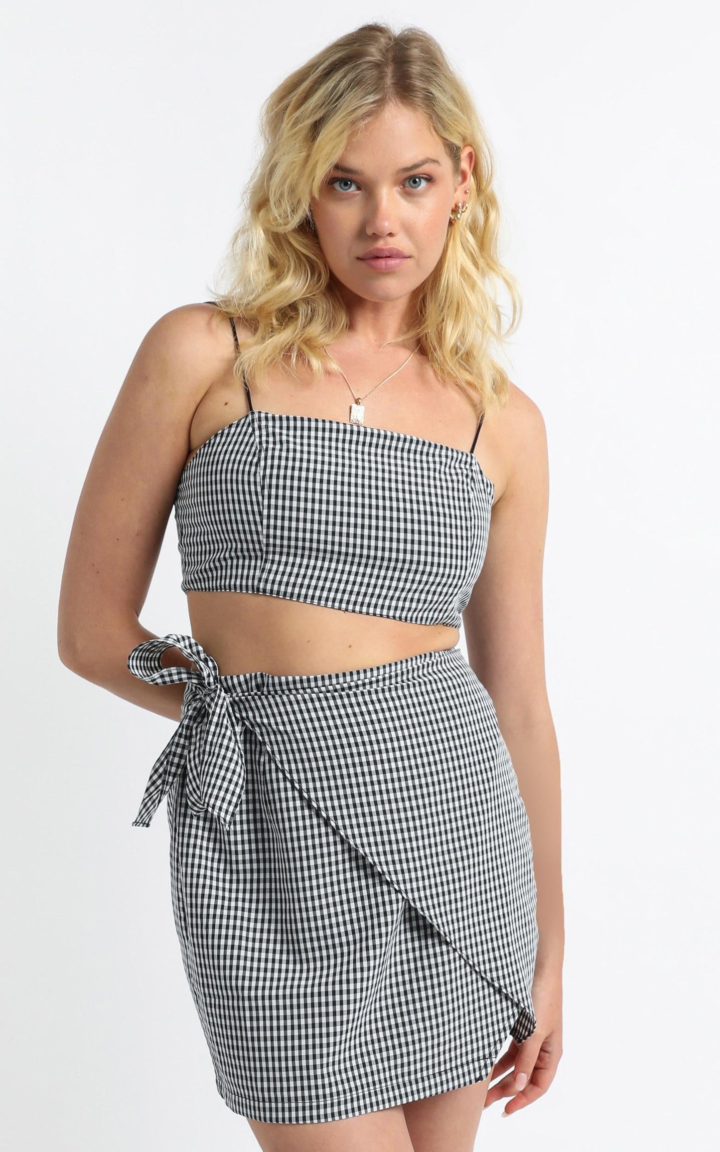 Keep On Turning Two Piece Set In Black Gingham