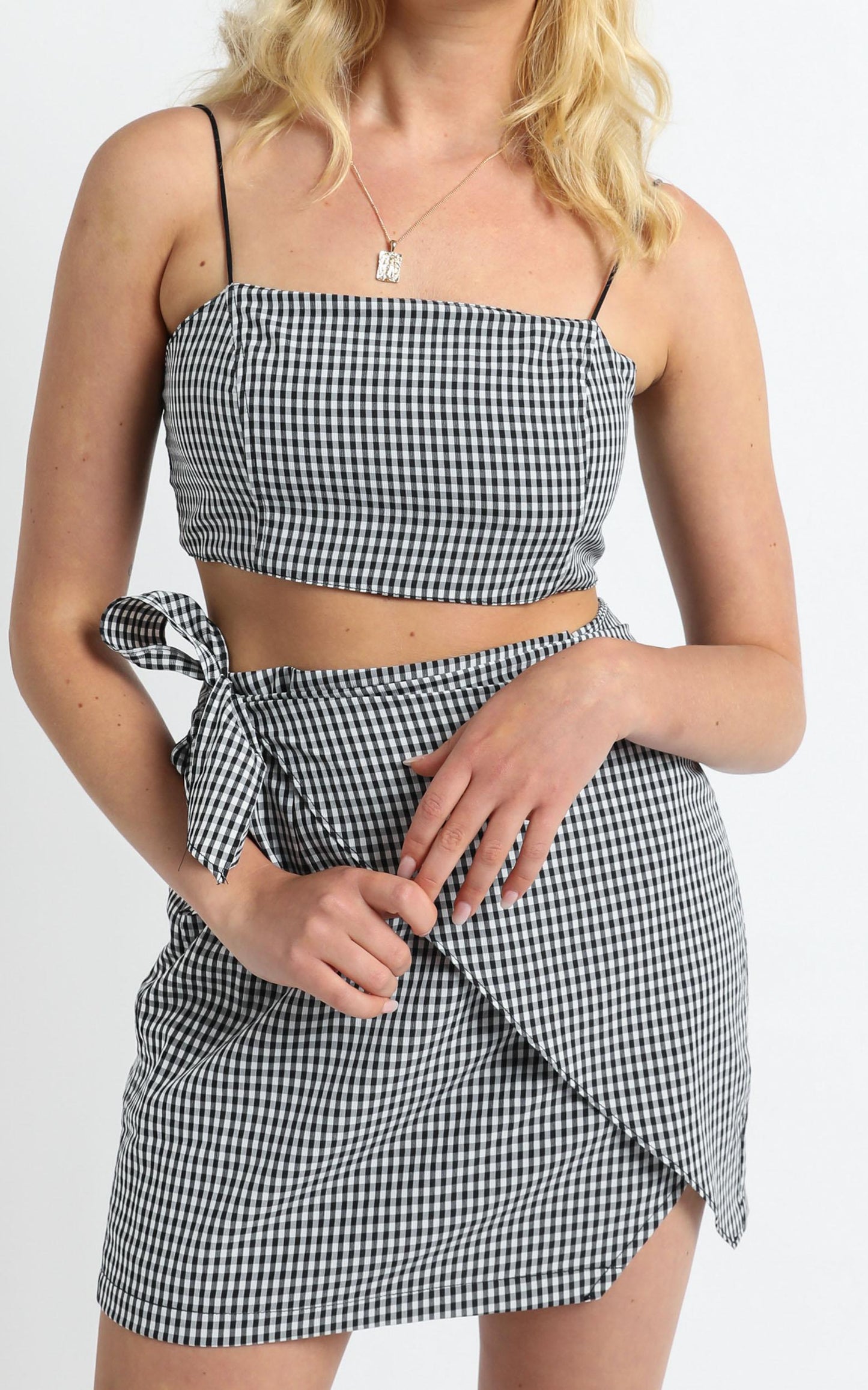 Keep On Turning Two Piece Set In Black Gingham
