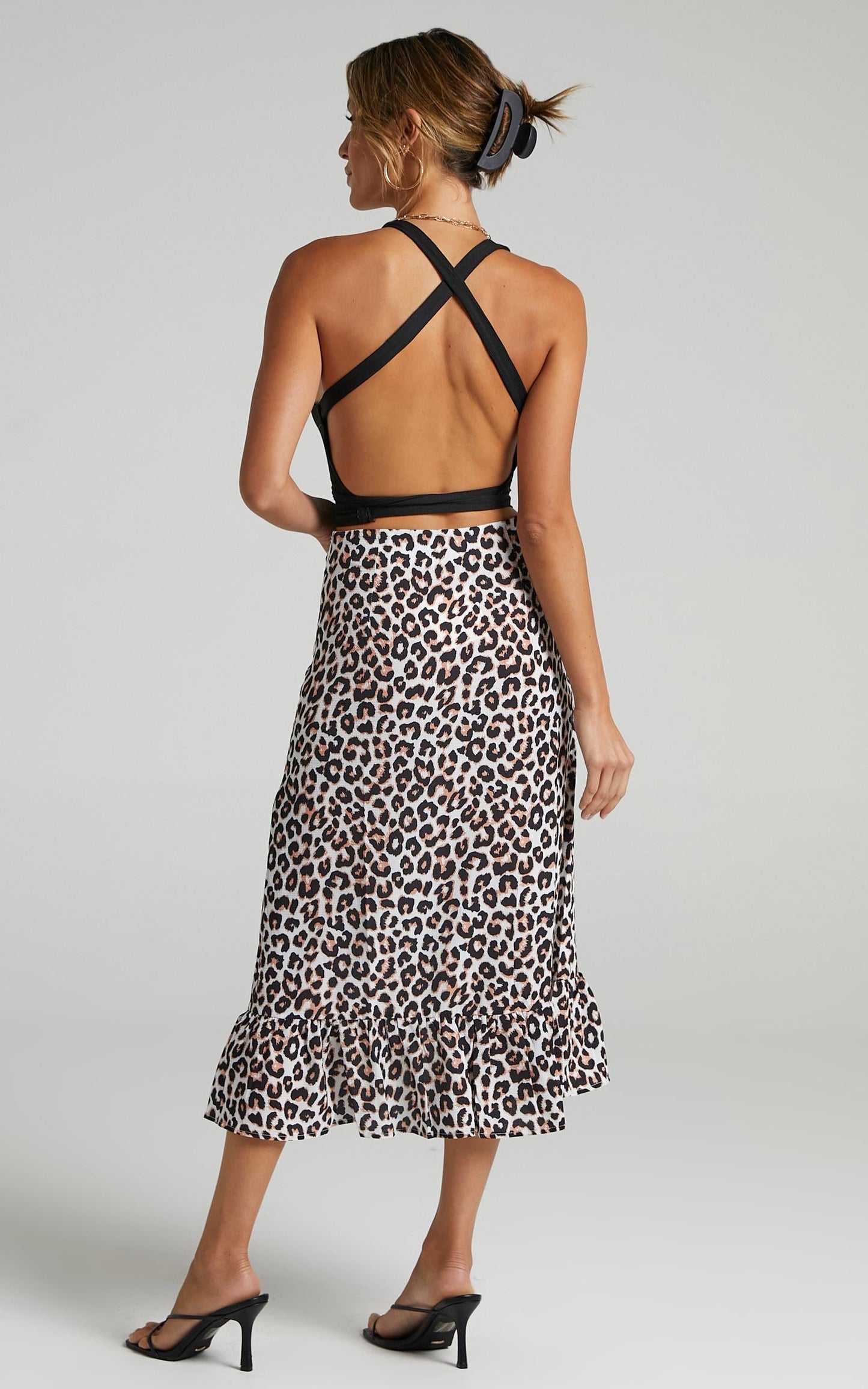 Keep Me Amused Midi Skirt in Leopard Print