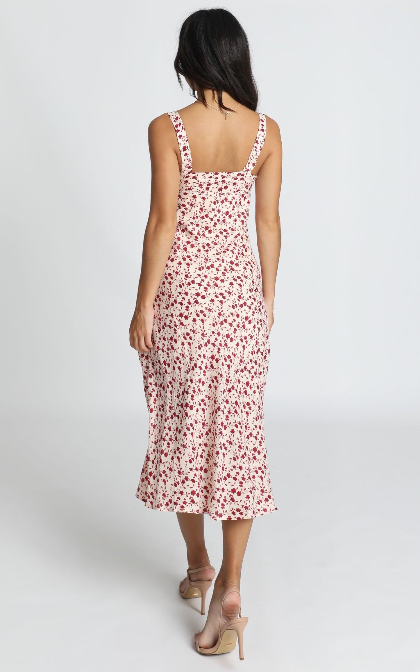 Keisha Midi Dress in Red Floral