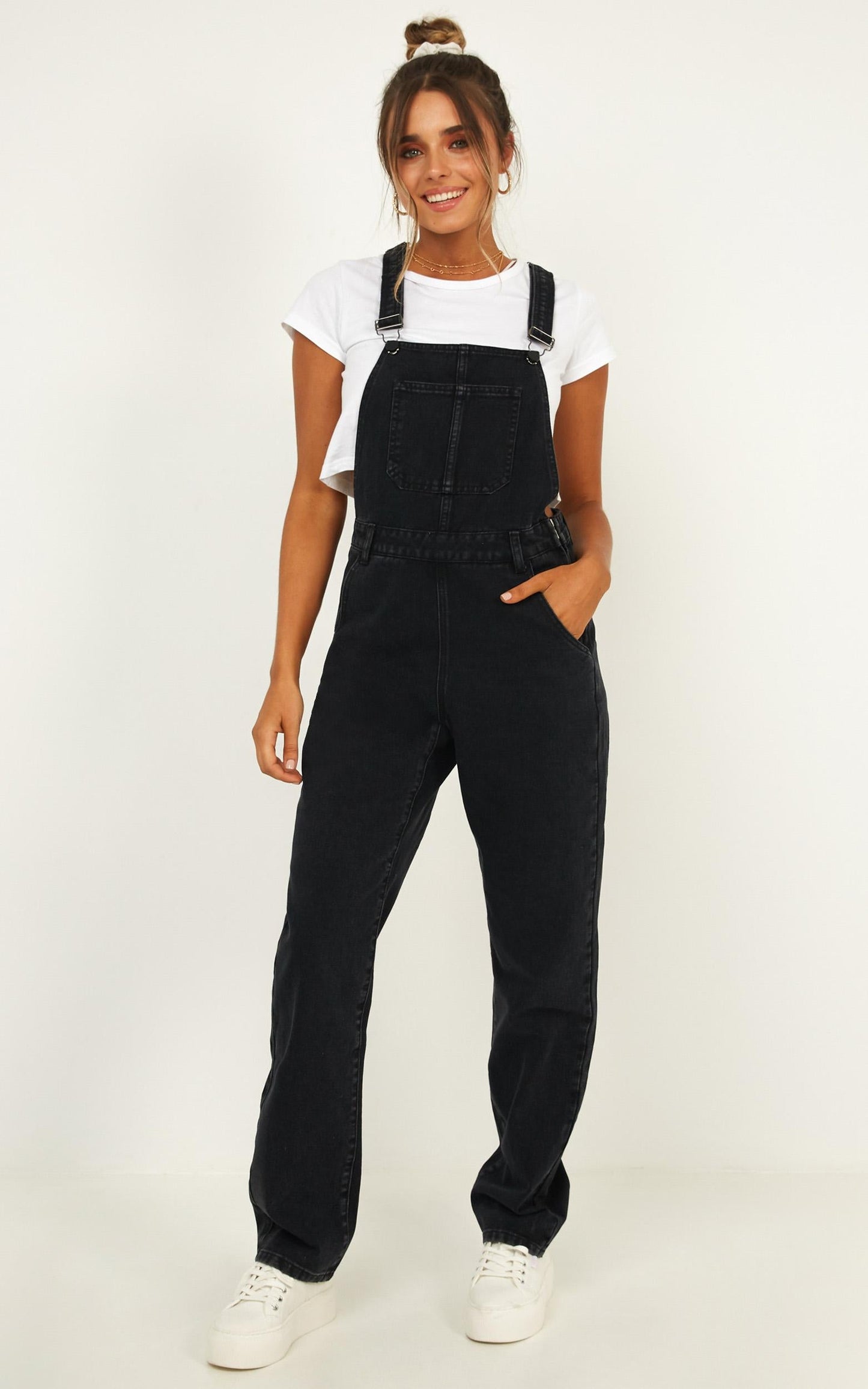 Kiera Denim Overalls in Black Wash