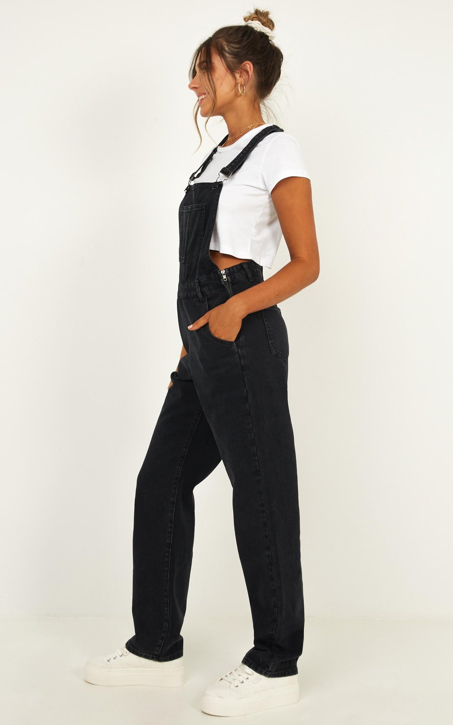 Kiera Denim Overalls in Black Wash
