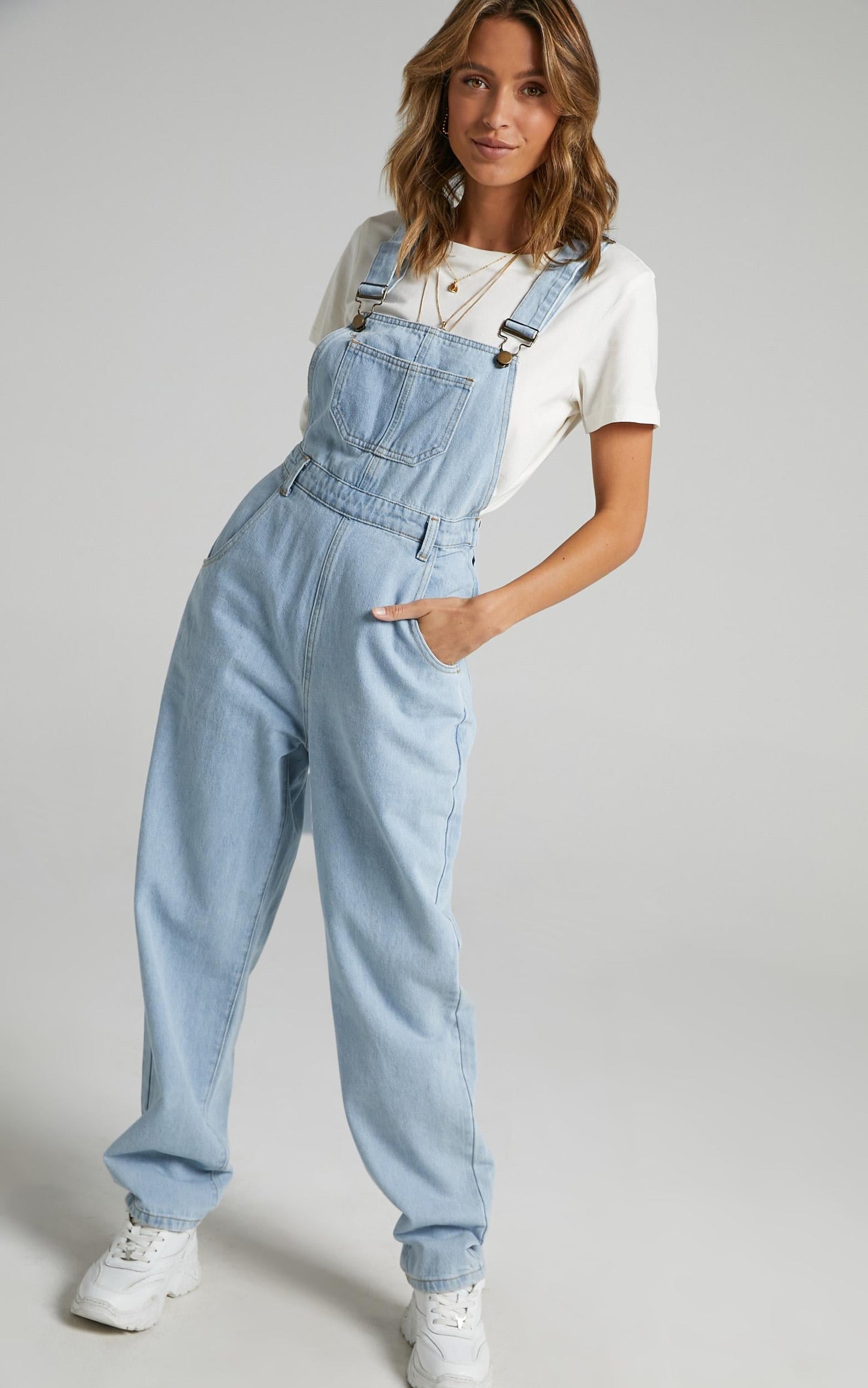 Kiera Denim Overalls in Blue Wash
