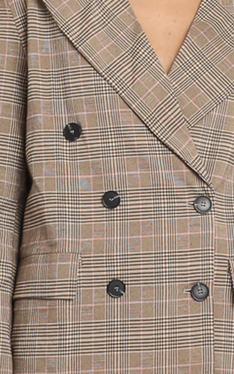 Kimmy Power Blazer in Beige Check