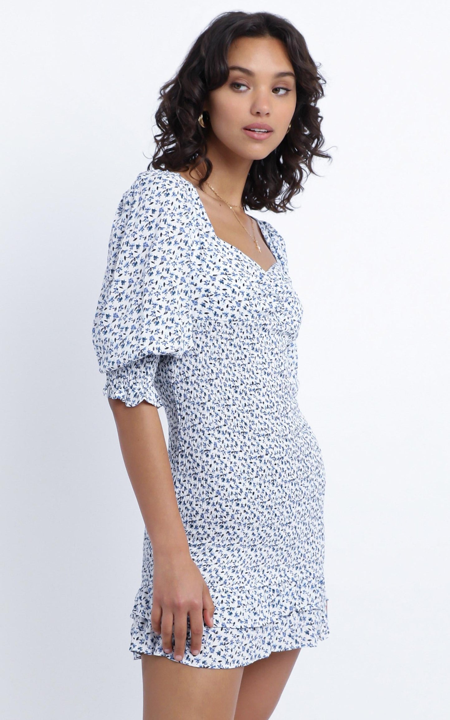 Kinsey Dress in Blue Floral