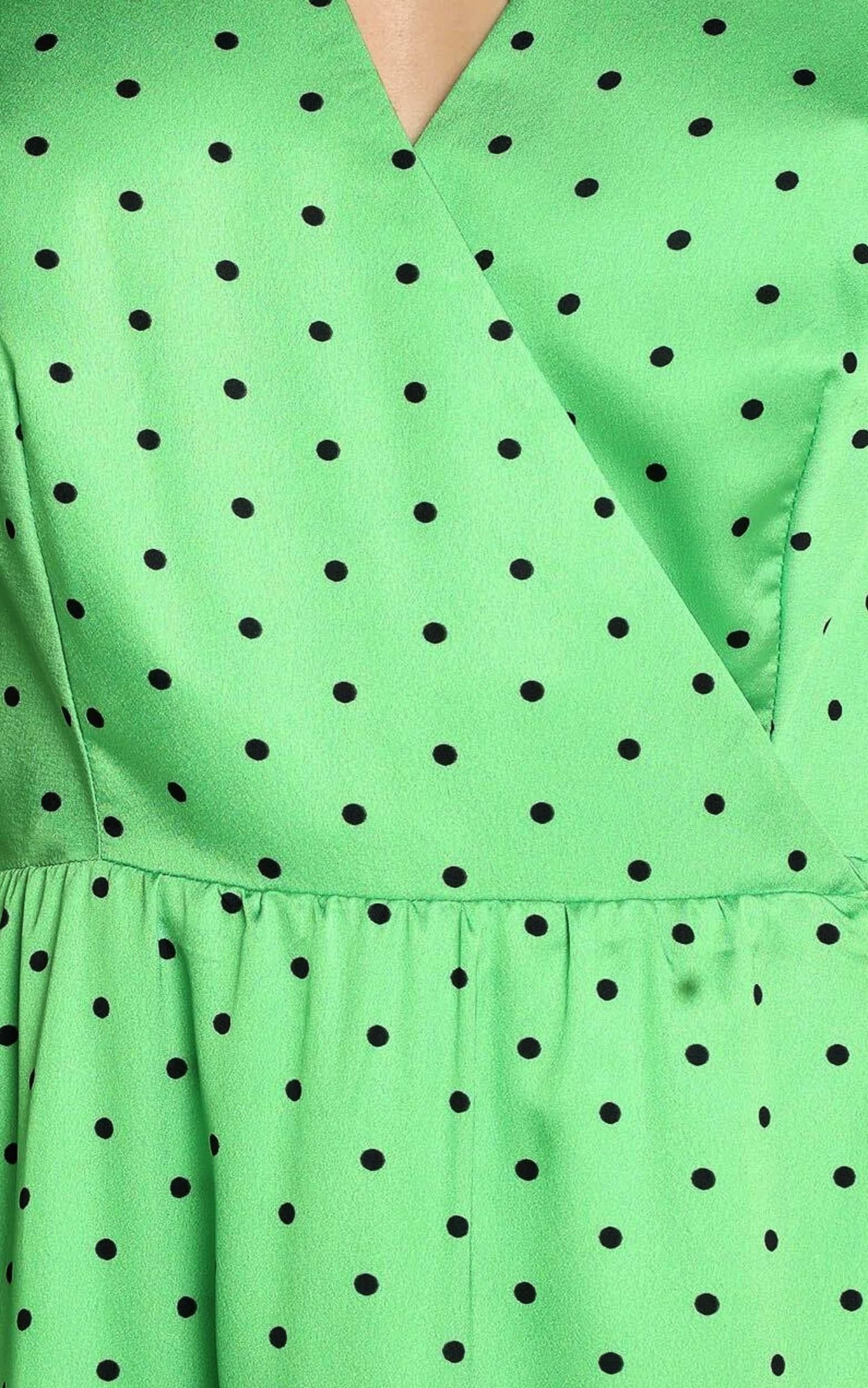 Kori Midi Dress in Green Polka