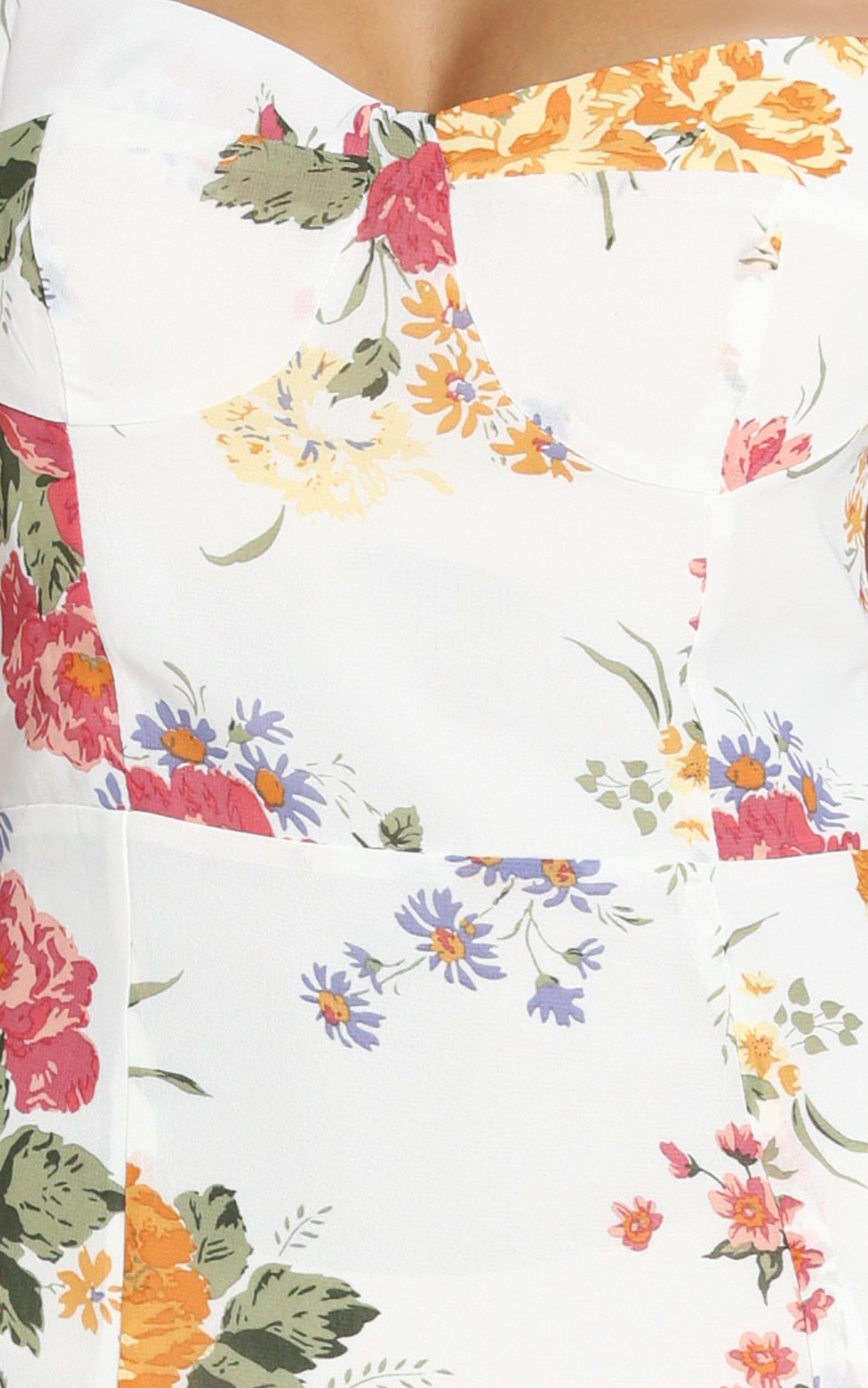 Lacey Panelled Midi Dress in Multi Floral
