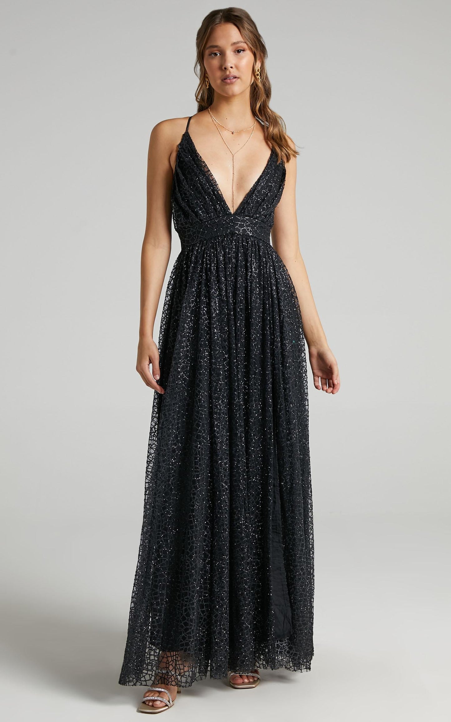 Lady Godiva Dress in Black Glitter Tulle