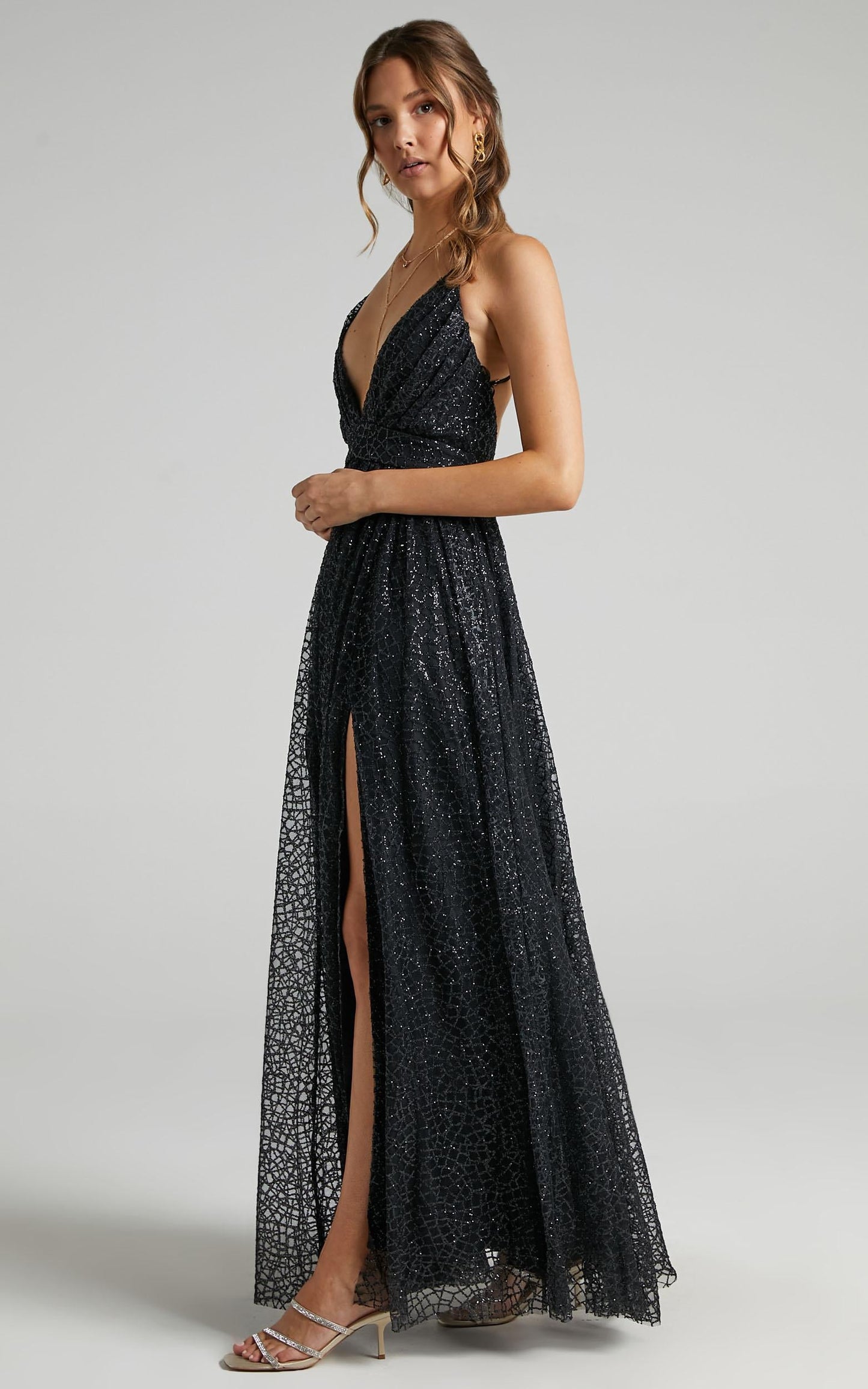 Lady Godiva Dress in Black Glitter Tulle