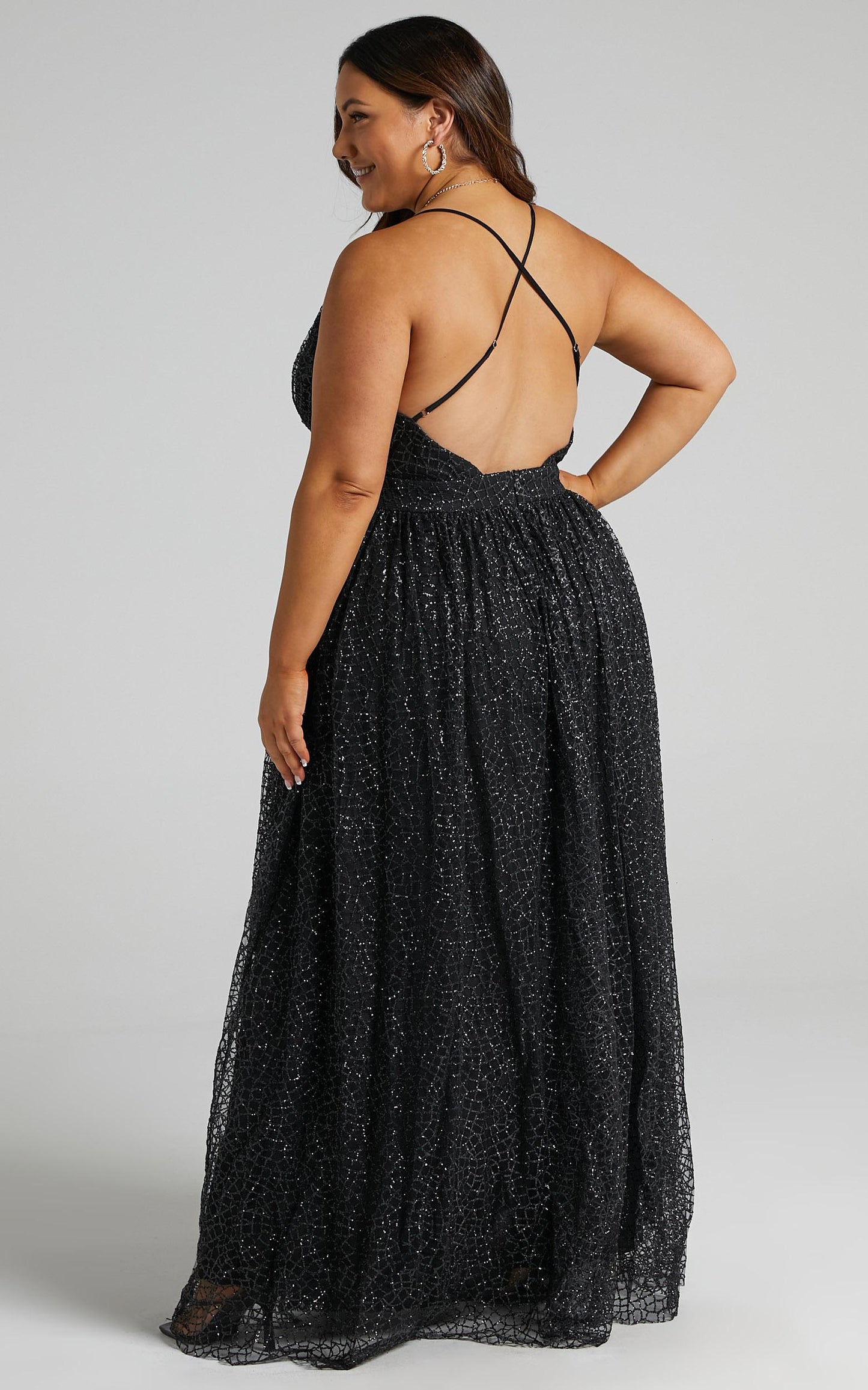 Lady Godiva Dress in Black Glitter Tulle