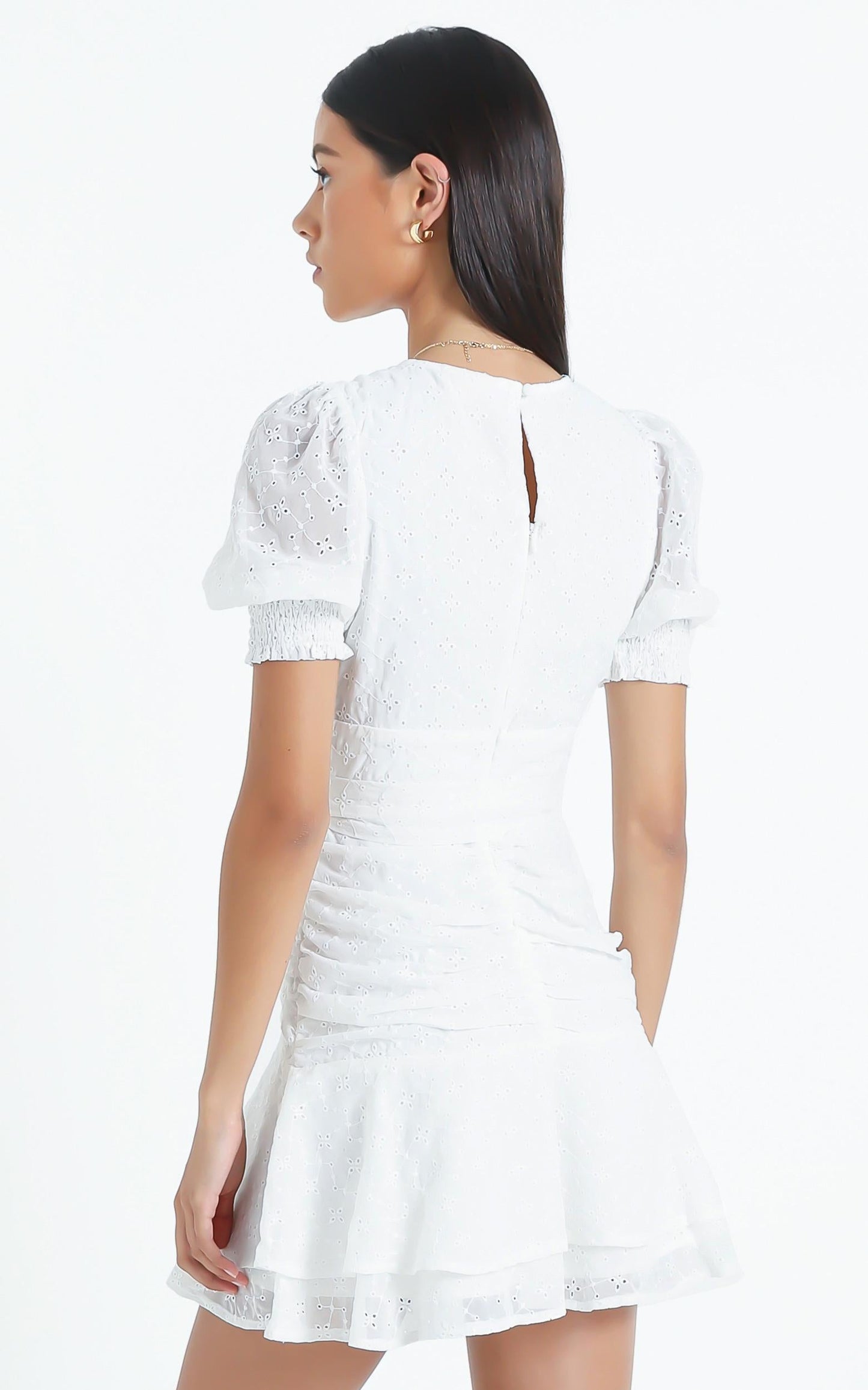 Lambeth Dress in White Embroidery