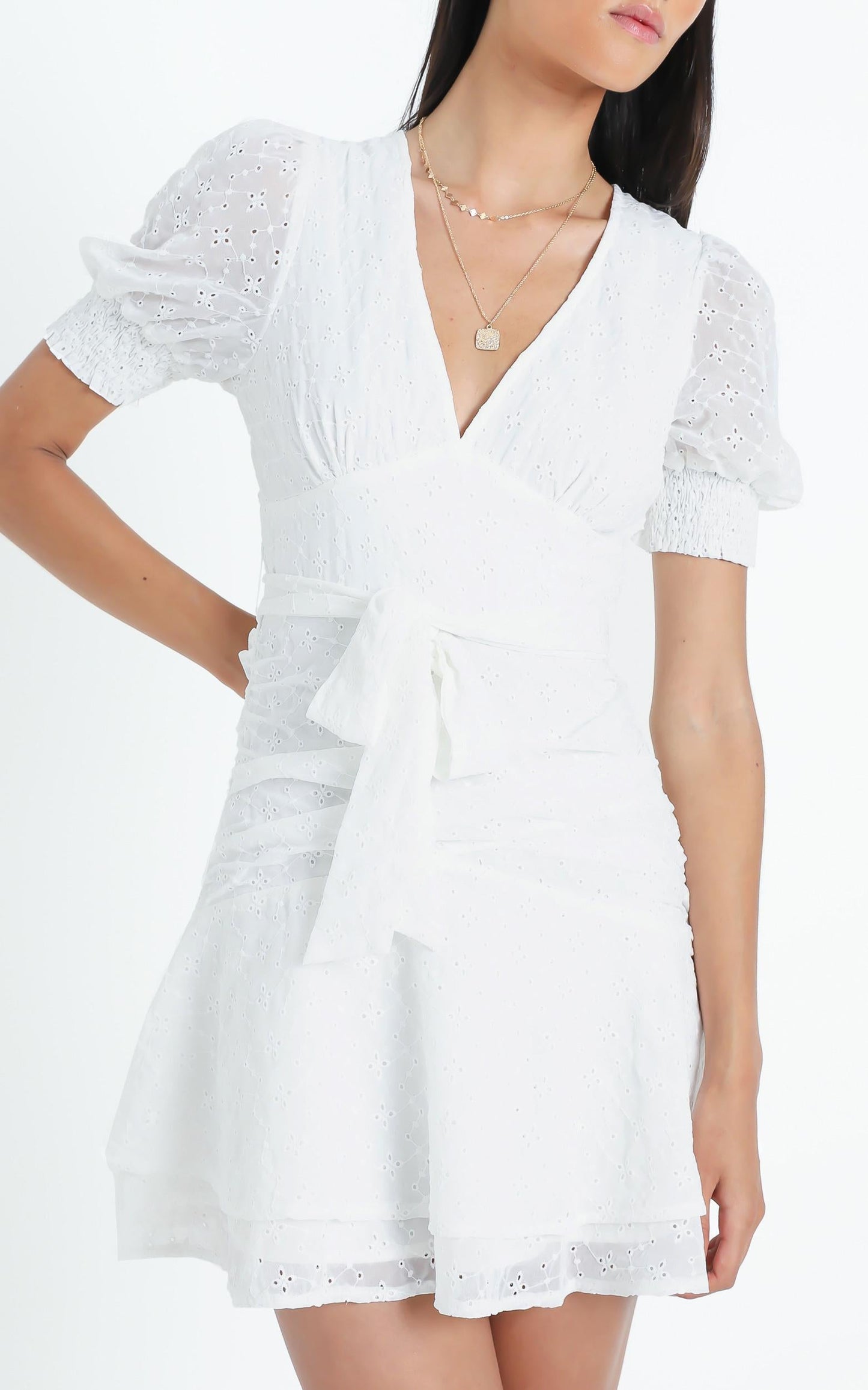 Lambeth Dress in White Embroidery