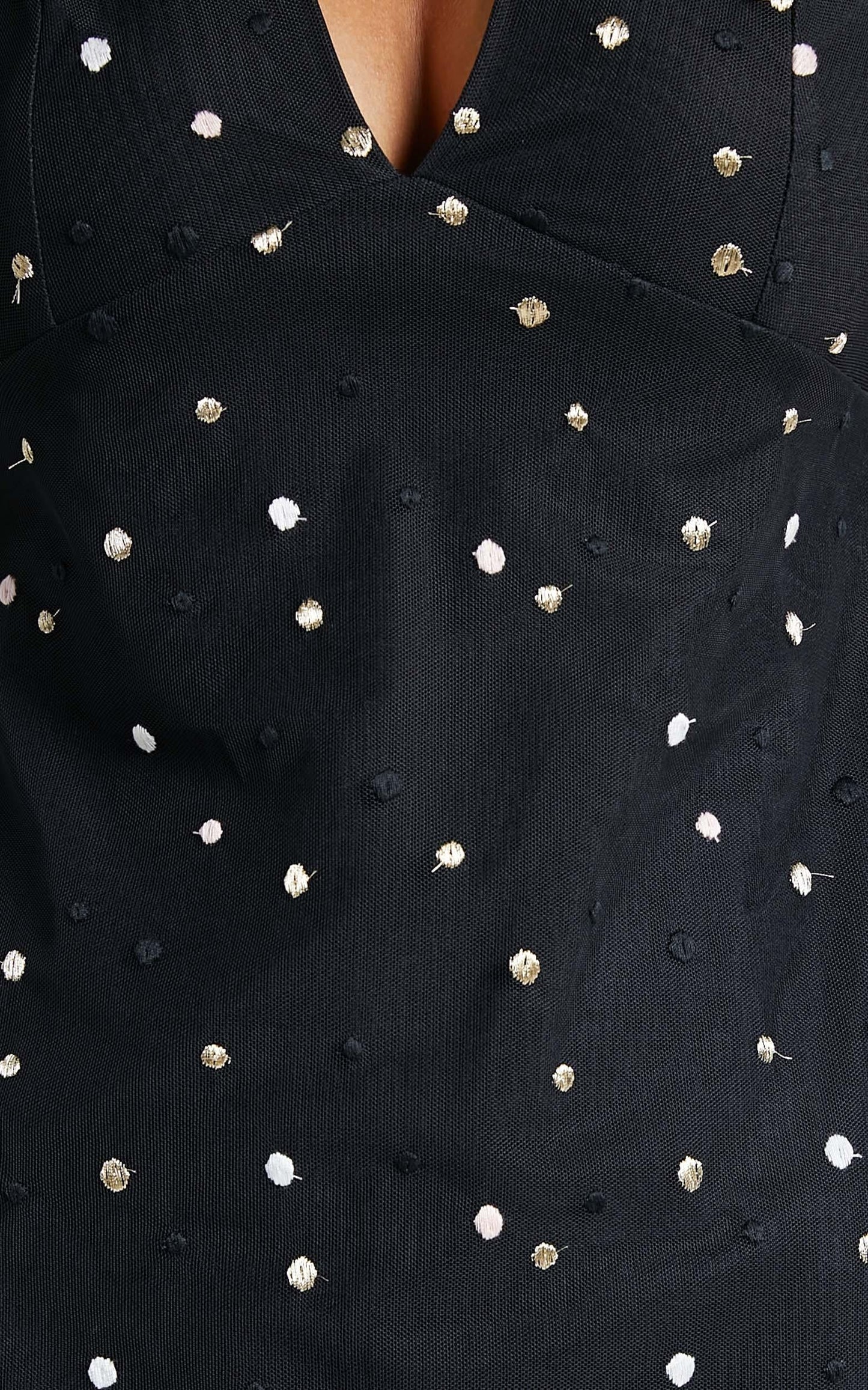 Last Moment Dress in Black With Metallic Embroidery