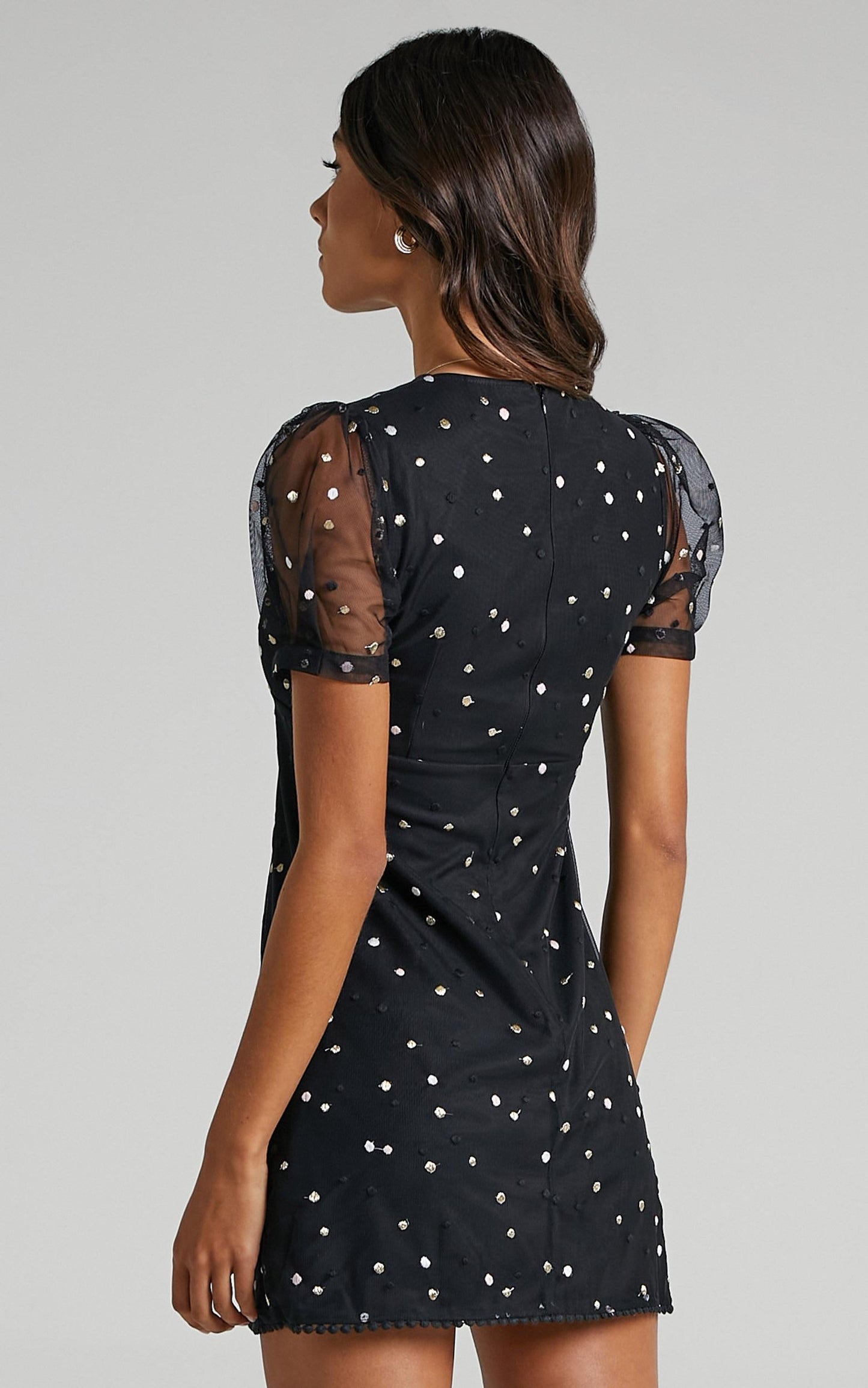 Last Moment Dress in Black With Metallic Embroidery