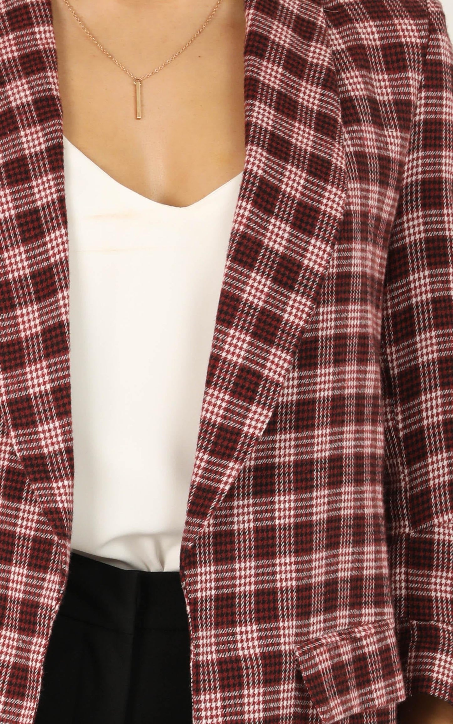 Late To Work Blazer In Wine Check