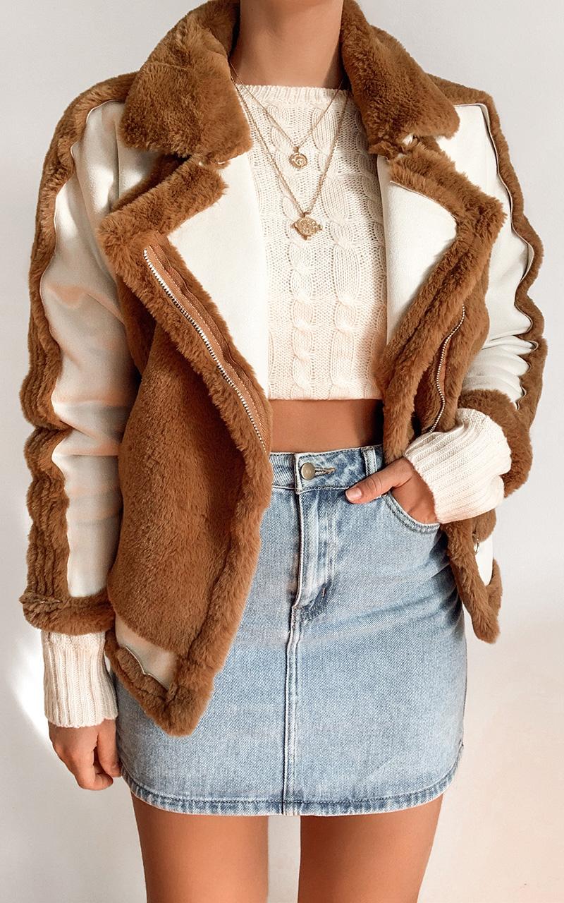 Layering Love Faux Fur Panel Jacket in Tan