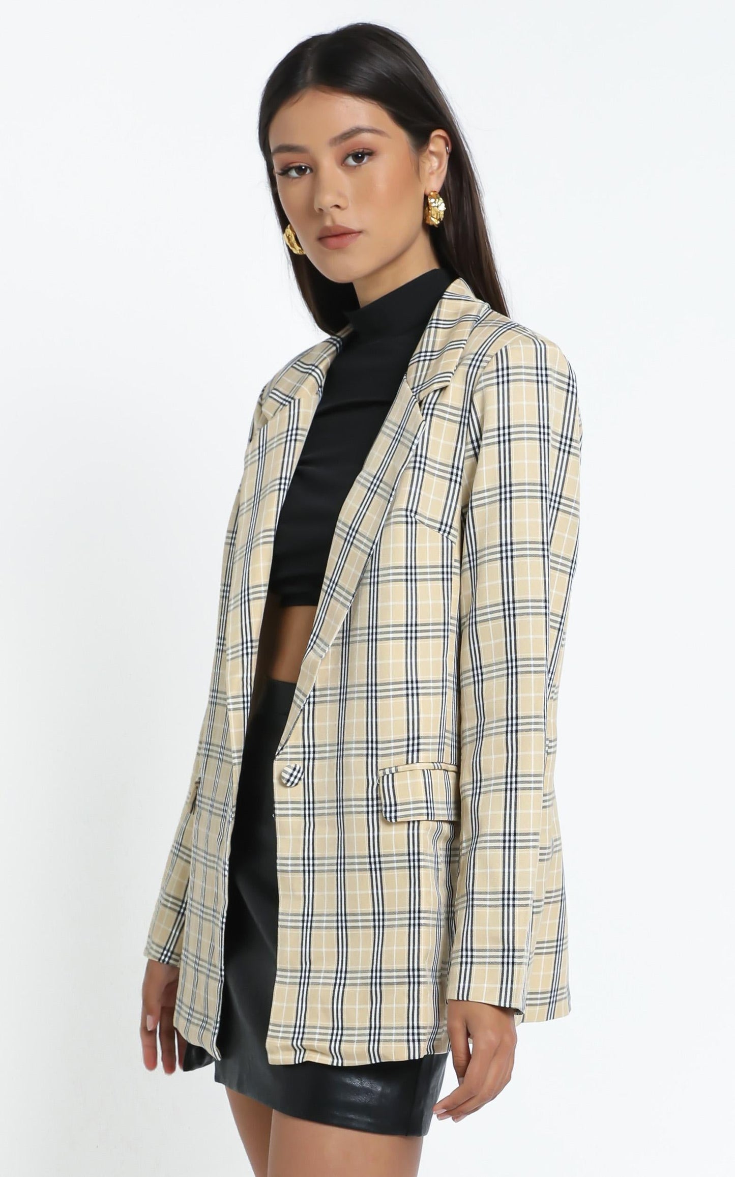 Lioness - The West Village Blazer in Beige Check