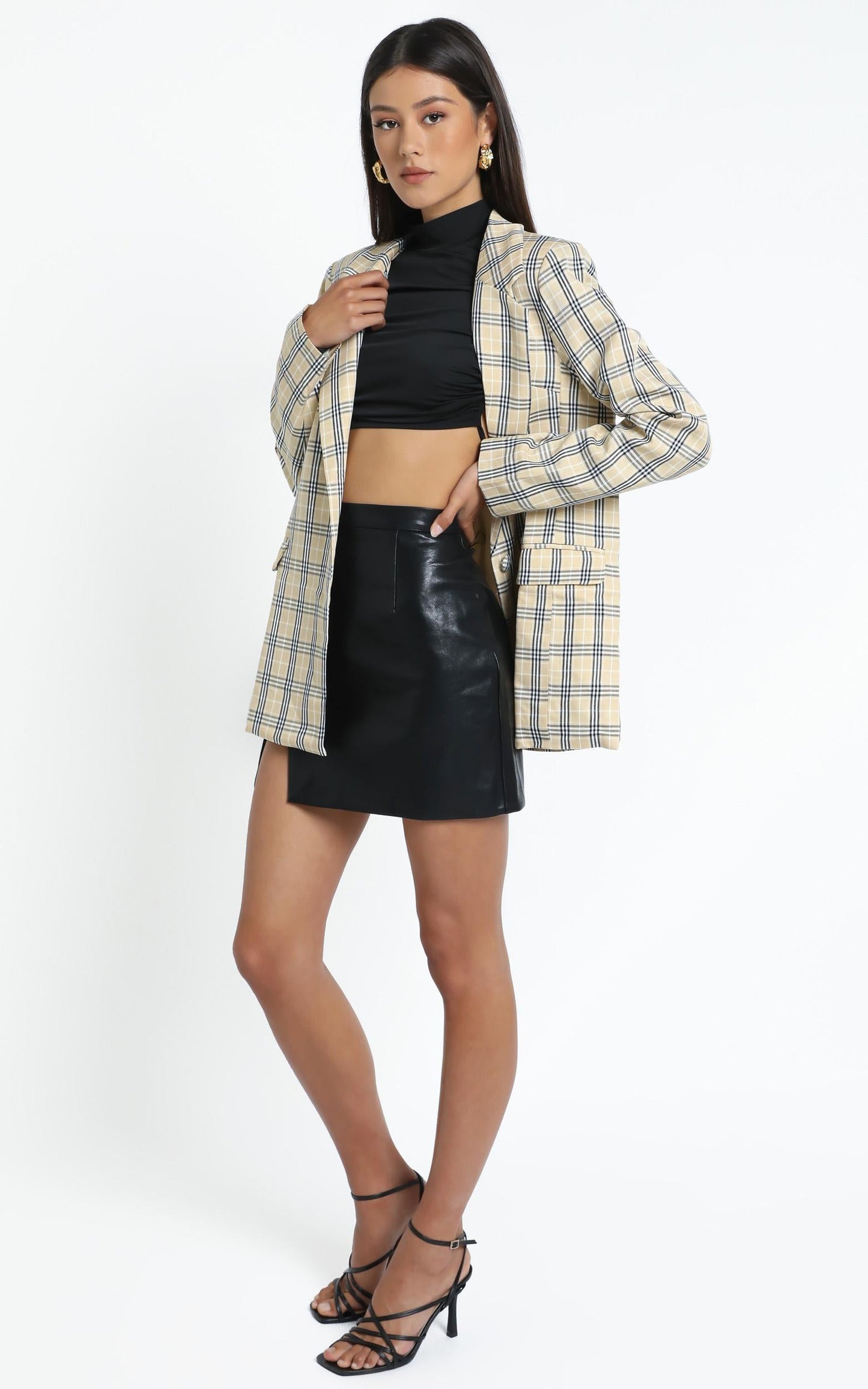 Lioness - The West Village Blazer in Beige Check