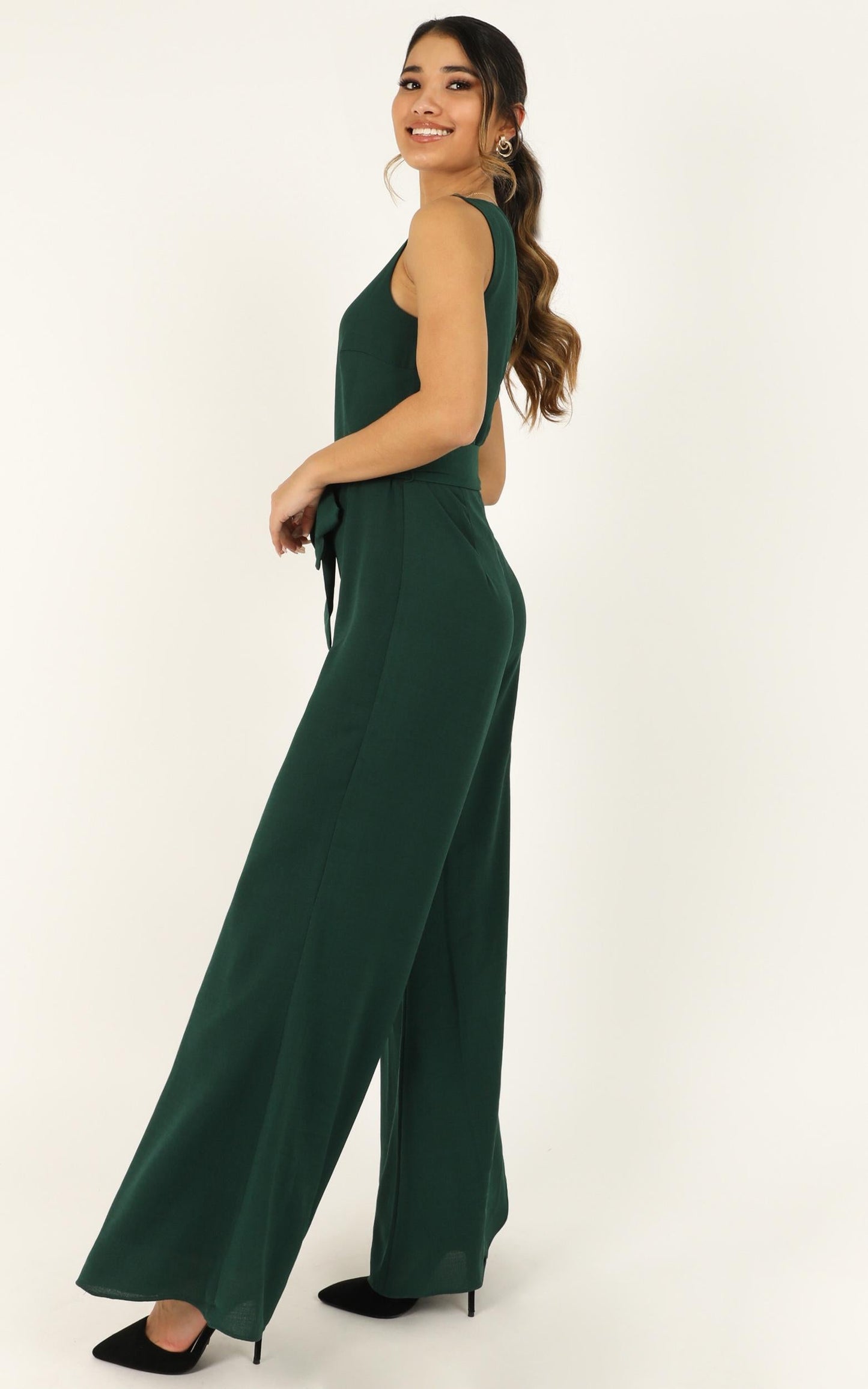 Leave Me In Paradise Jumpsuit In Forest Green